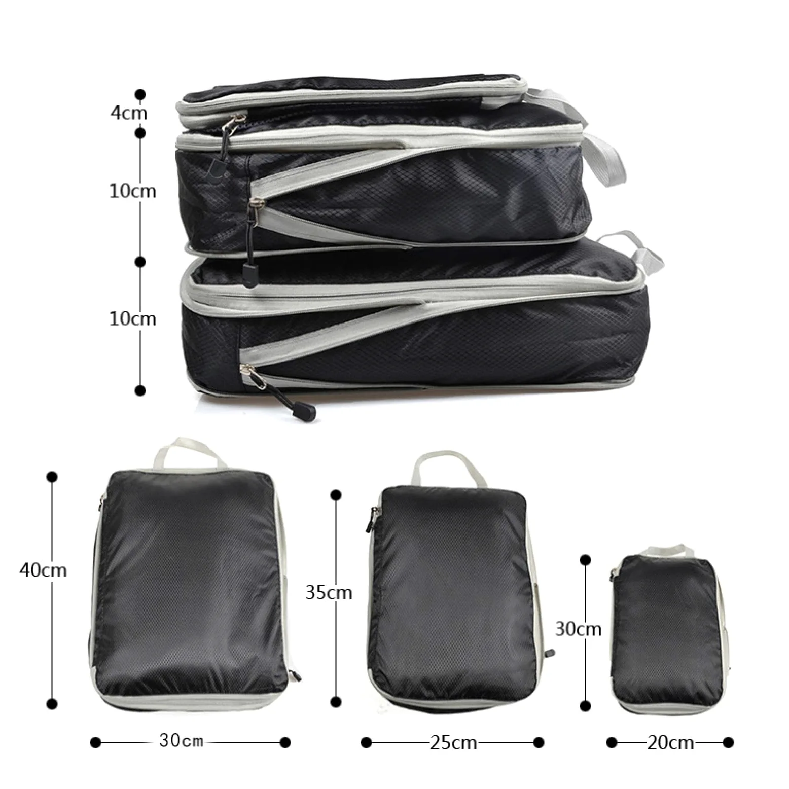 1 cubo de embalaje, bolsa de almacenamiento de viaje plegable, impermeable, maleta de nailon portátil con bolso, organizador de equipaje, grande, 40 x 30 cm, solo 1, negro (azul, azul cielo, pequeño