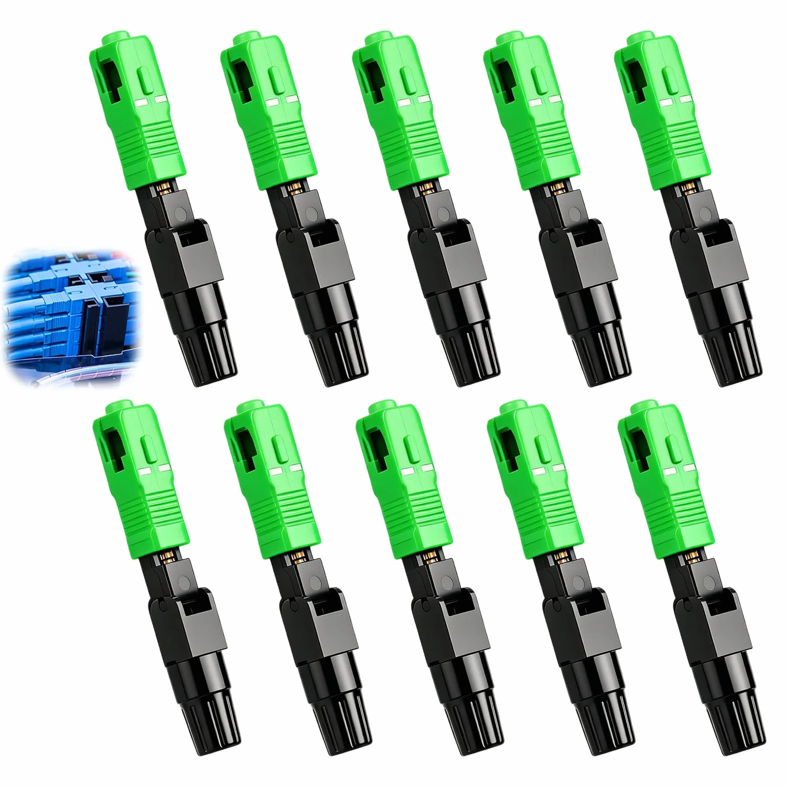 Conectores Fríos de Fibra Óptica Rápida SC/APC 10 Pcs para Red CATV Monomodo