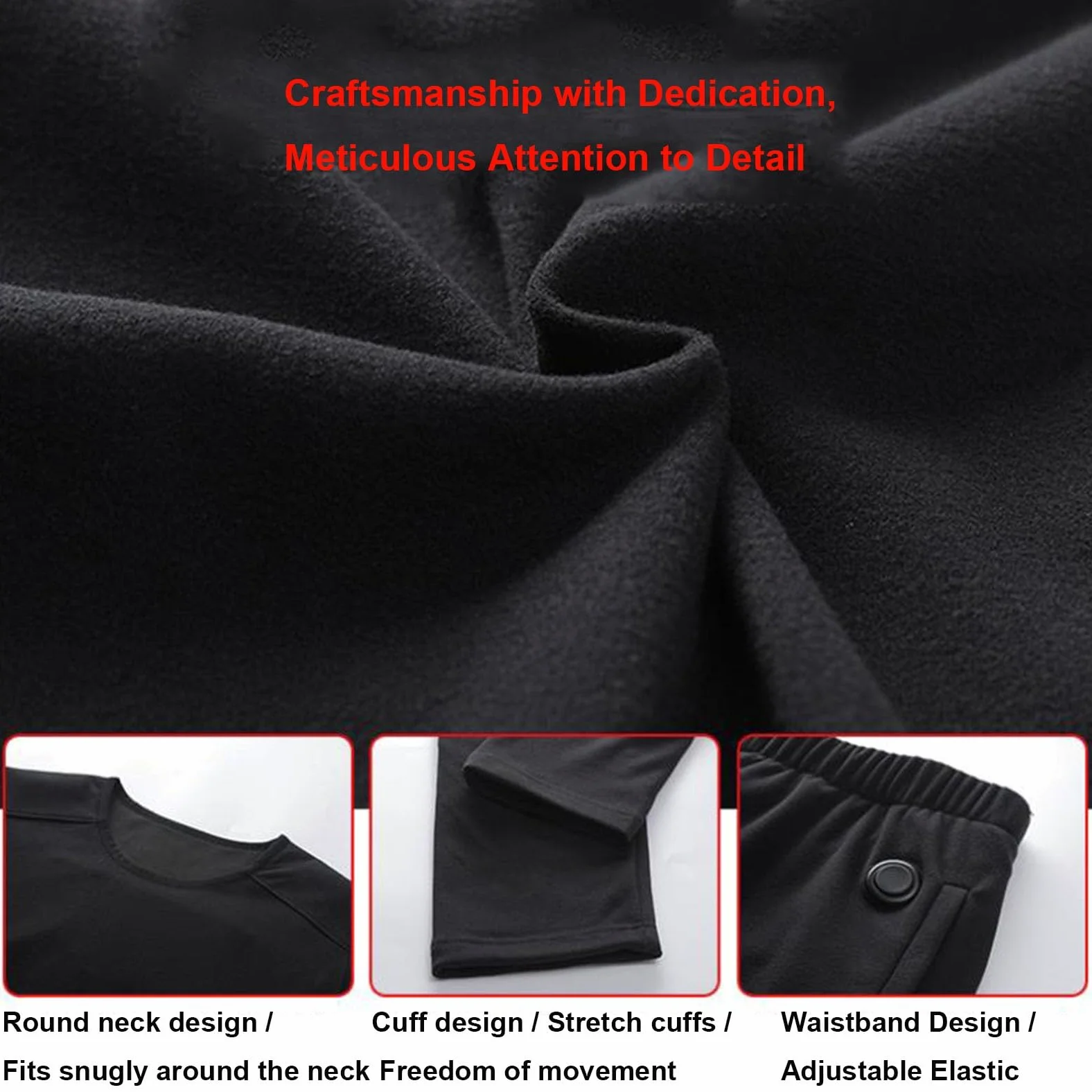 Conjunto de Ropa Interior Térmica Calefactables, Conjunto de Ropa Interior Térmica Elástica, 42 Zonas de Calentamiento, 3 Controles de Temperatura, para Esquí, Motos, Caza