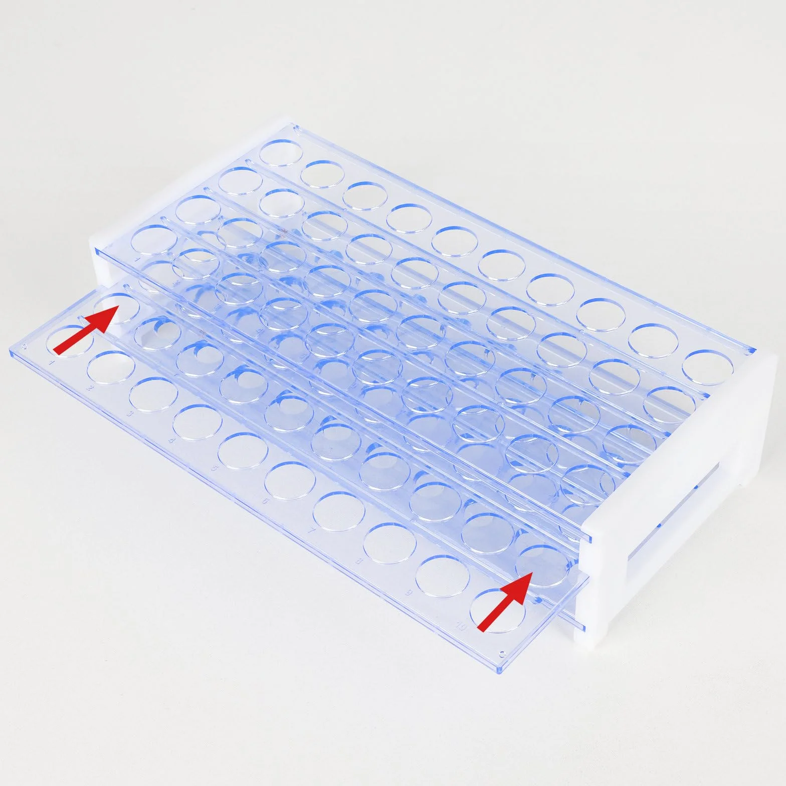 Labasics Soporte para Tubos de Ensayo, Rejilla de Plástico Azul 3 Niveles Desmontable 50 Tubos 18 mm