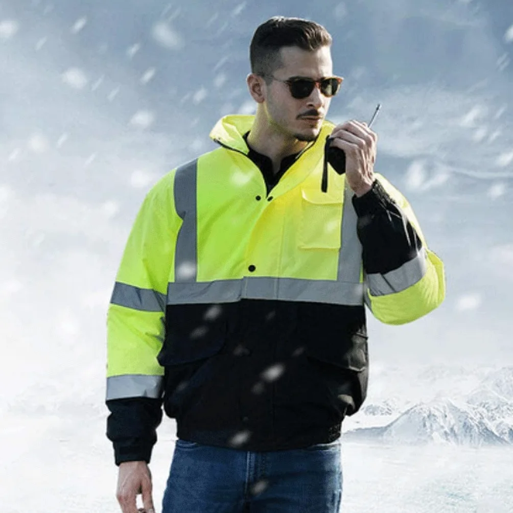 Chaleco de Alta Visibilidad Traje Reflectante Impermeable, Chaqueta de Seguridad con la Chaqueta de Trabajo de los Hombres Reflectantes Chaleco de Seguridad (Blue : Yellow, Size : M)