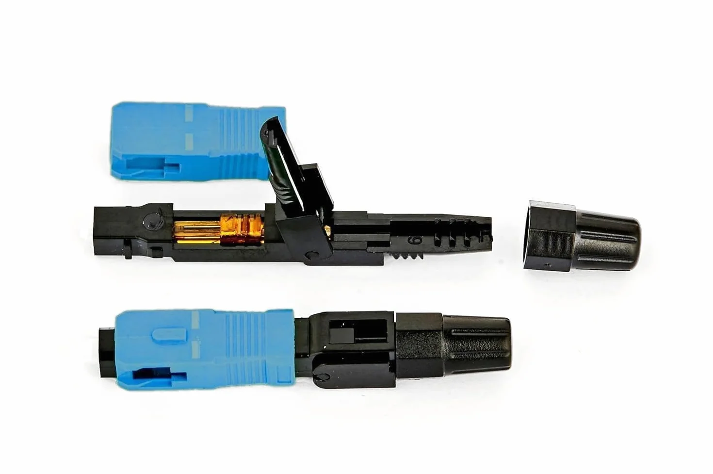 Conector de cable fibra óptica SC UPC azul negro 10 piezas