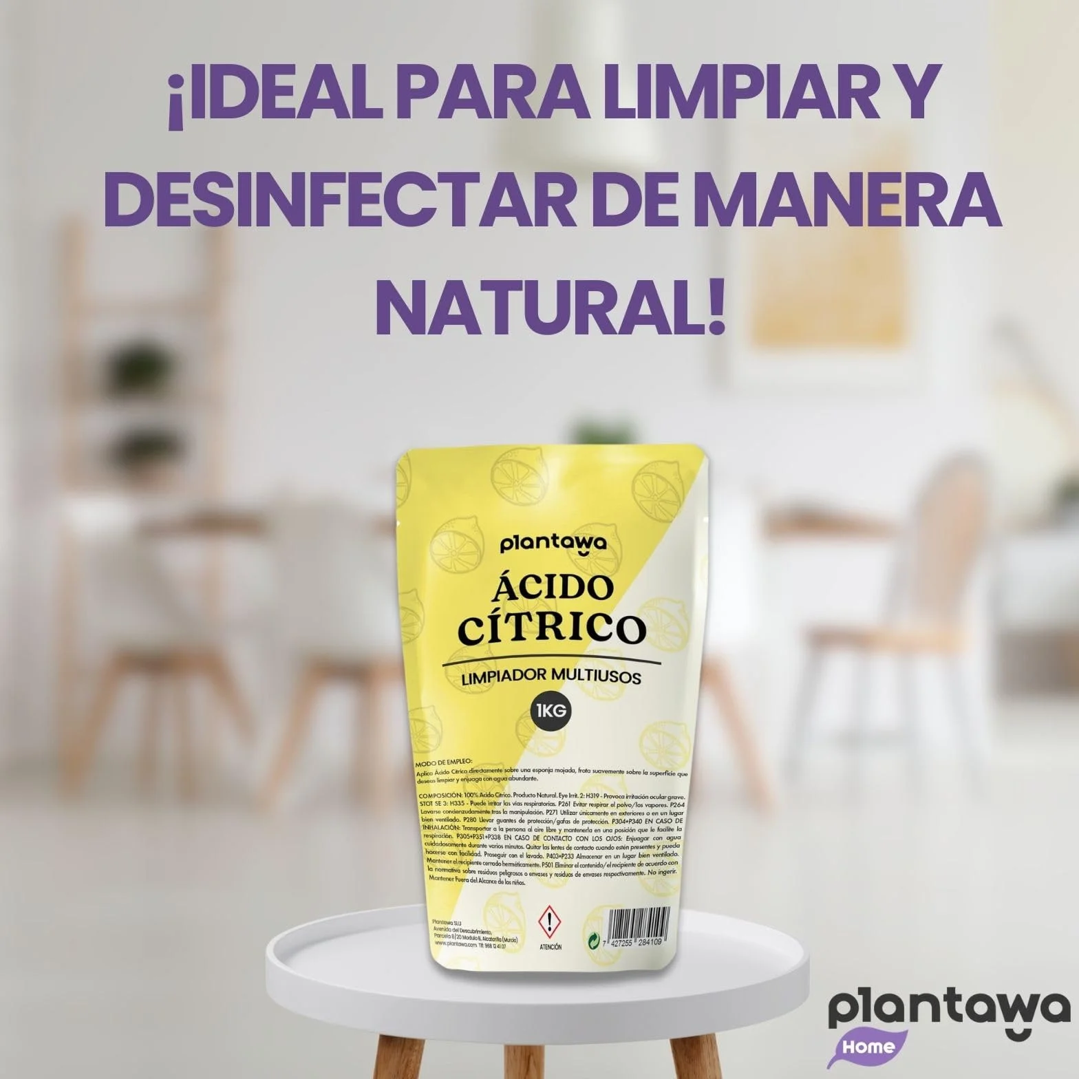 PLANTAWA Ácido Cítrico en Polvo 1 Kg Limpiador Multiusos Puro