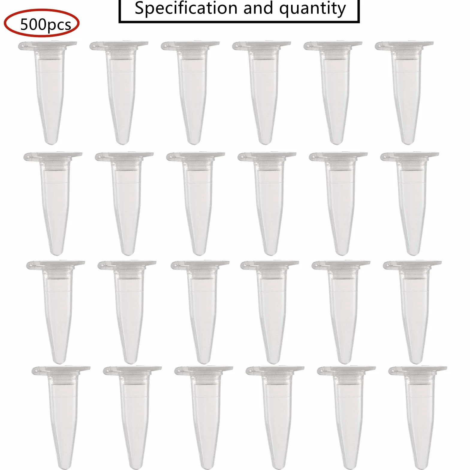 HUAZIZ Tubos de Ensayo 0,2 ml 500 pcs Polipropileno Graduado Plástico Centrífuga Vials con Tapa Plana