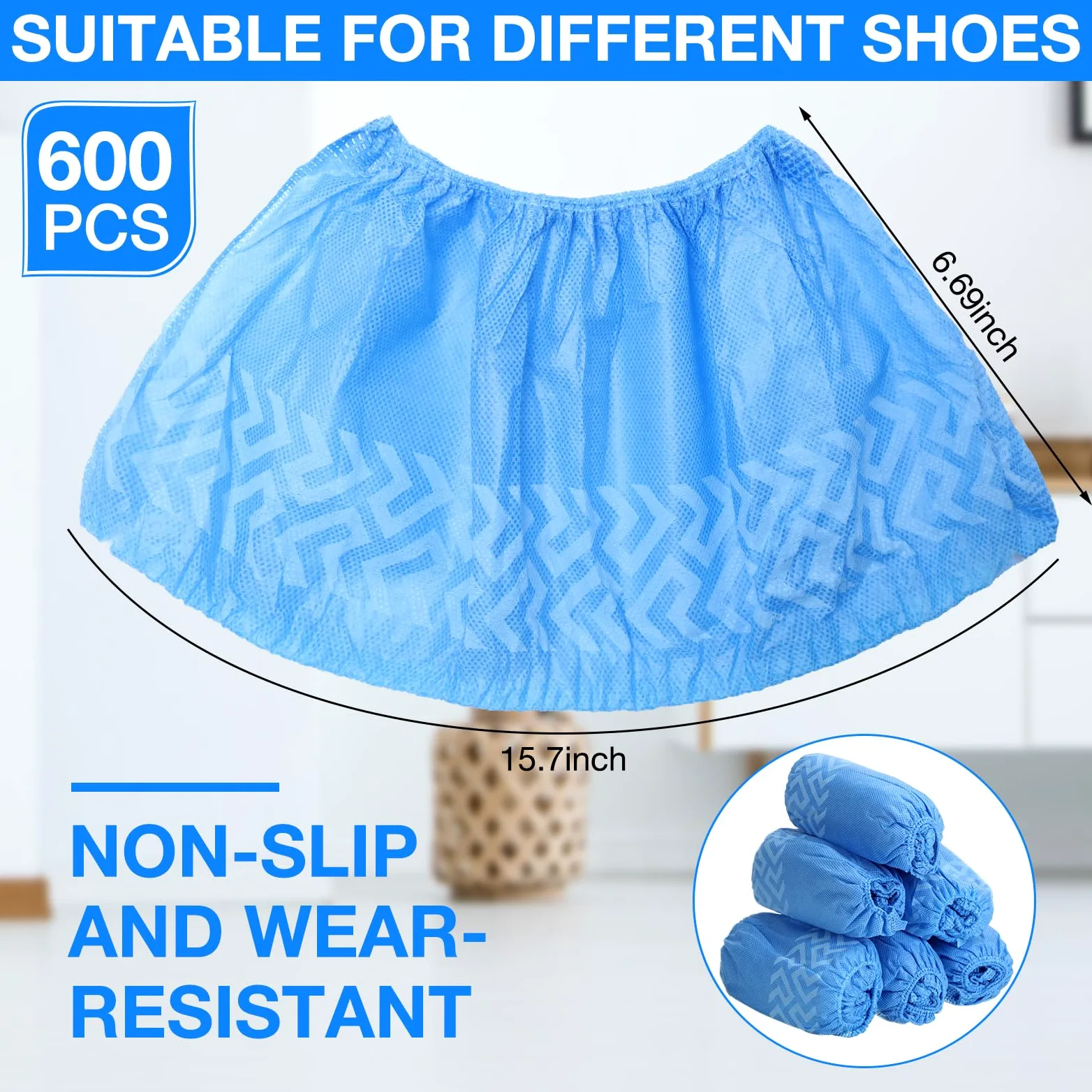 600 fundas desechables para zapatos para botas antideslizantes gruesas y extra para zapatos, fundas duraderas para botas para hombres y mujeres, prácticamente la mayoría de zapatos, color azul