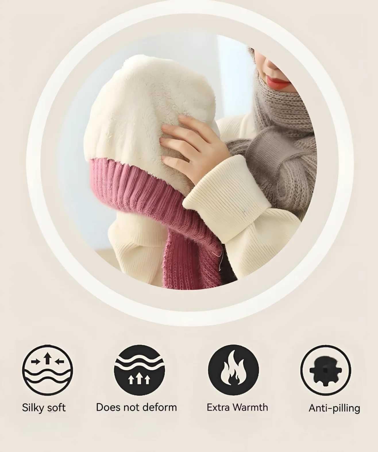 Bufanda de punto con protección integrada para los oídos, resistente al viento, para invierno