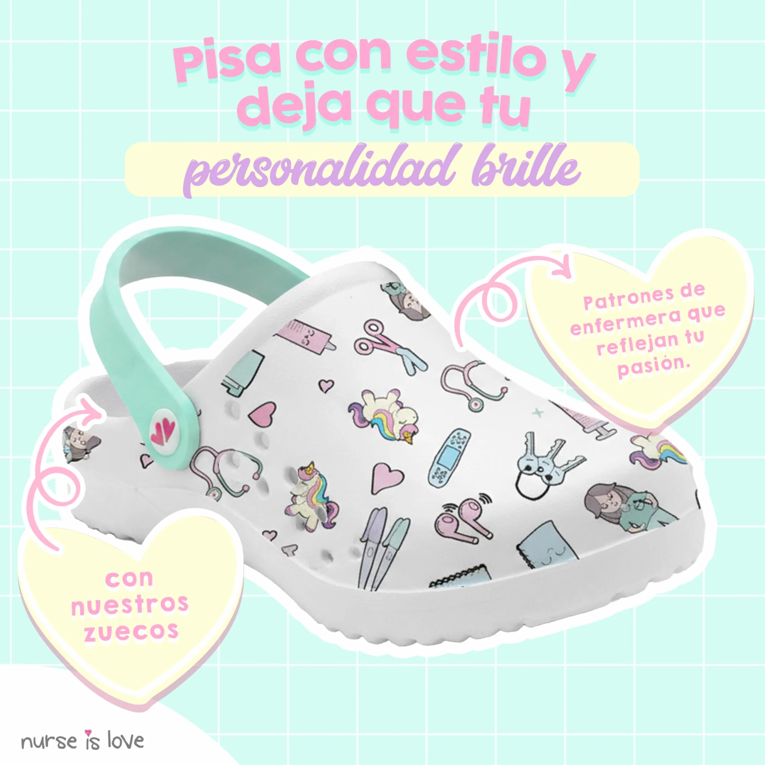 Nurse is Love Zuecos Mujer - Zuecos EVA Ligeros, Calzado Casual de Moda | Regalo Original para Ella | Diseño Divertido