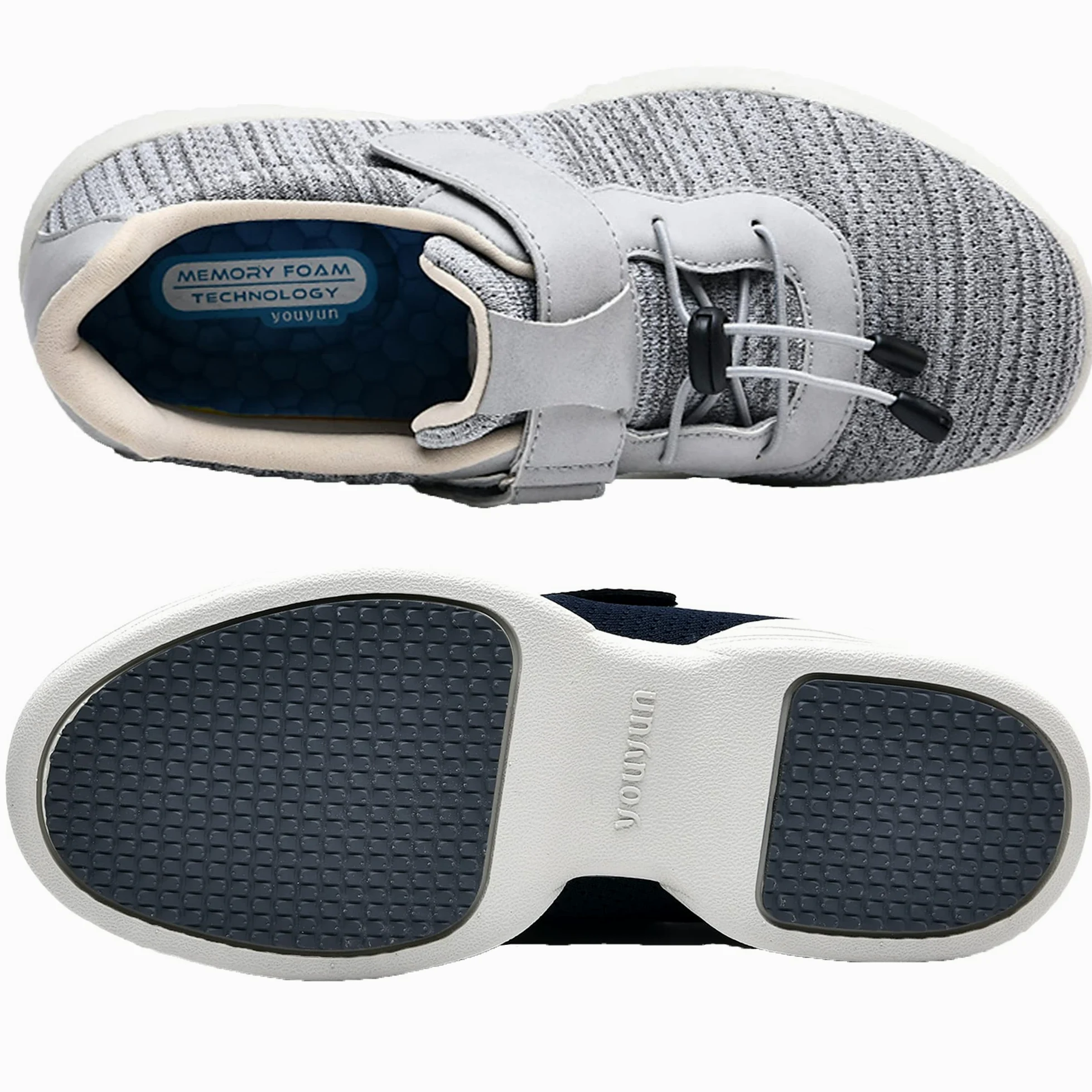 Zapatos para Diabéticos para Mujer Zapatillas Extra Anchas para Pies Hinchados Zapatos Antideslizantes para Caminar Zapatillas para Ancianos con Edema Informales Ajustables