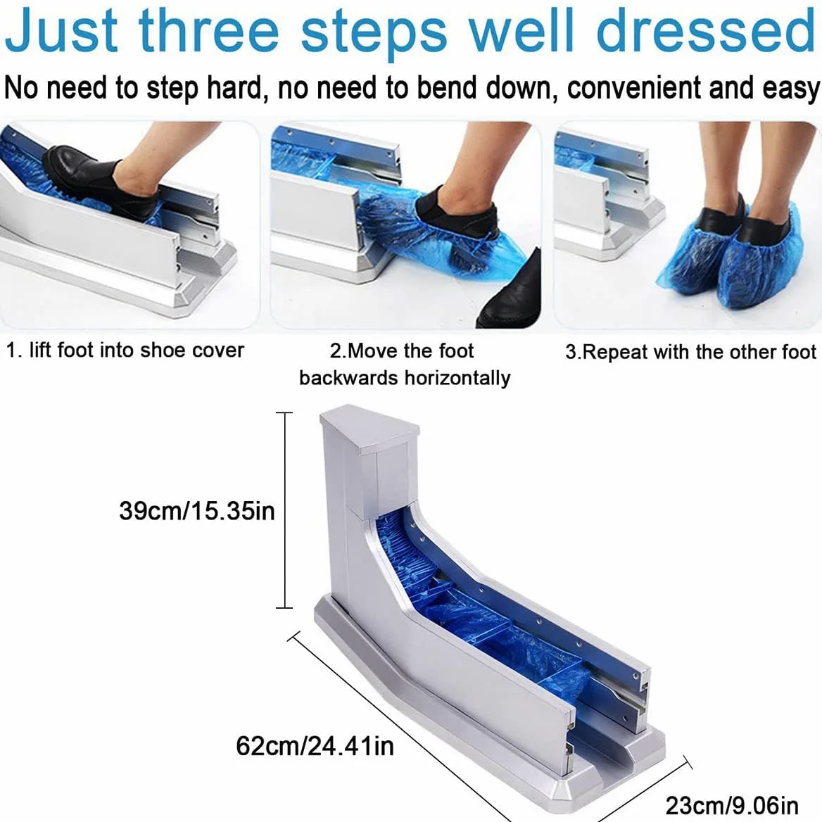 Dispensador automático de zapatos con 200 cubrezapatos de plástico desechables, máquina portátil para sala limpia y uso en interiores, ideal para desinfección del hogar y la oficina