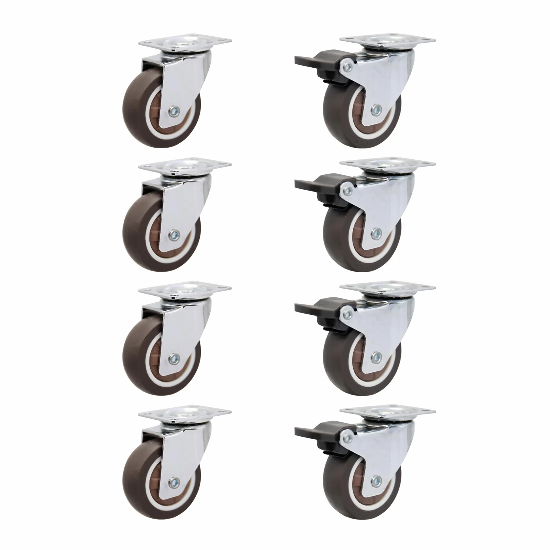 LIKERAINY Ruedas Giratorias Silenciosas TPR Ø25x13mm con Freno para Muebles, 40kg, Paquete de 8