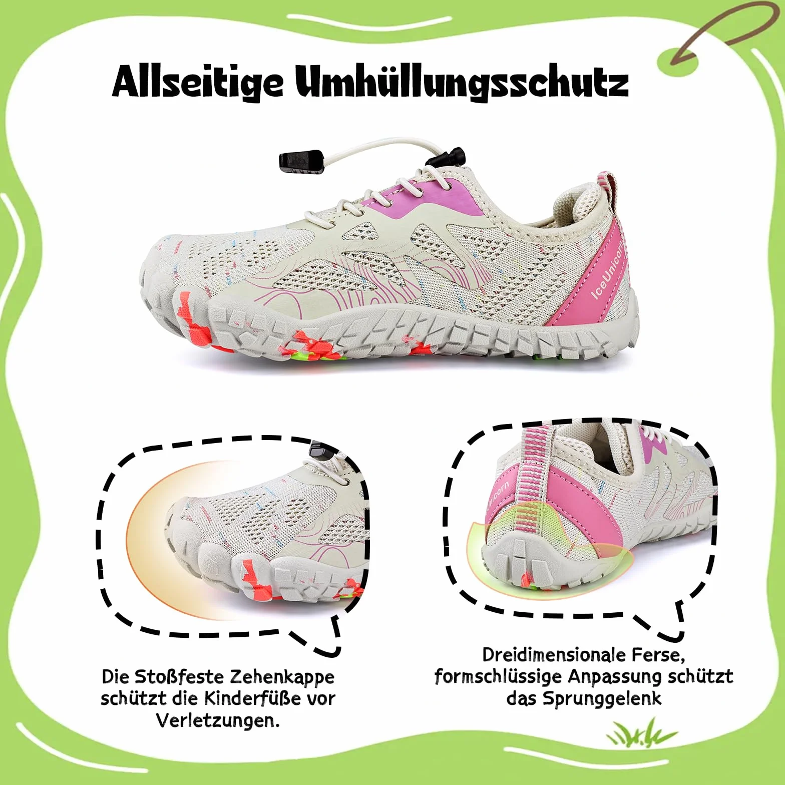 IceUnicorn Niños Barefoot Zapatillas Outdoor Trail Running Zapatillas Playa Niño Niña de Agua Escarpines Antideslizante