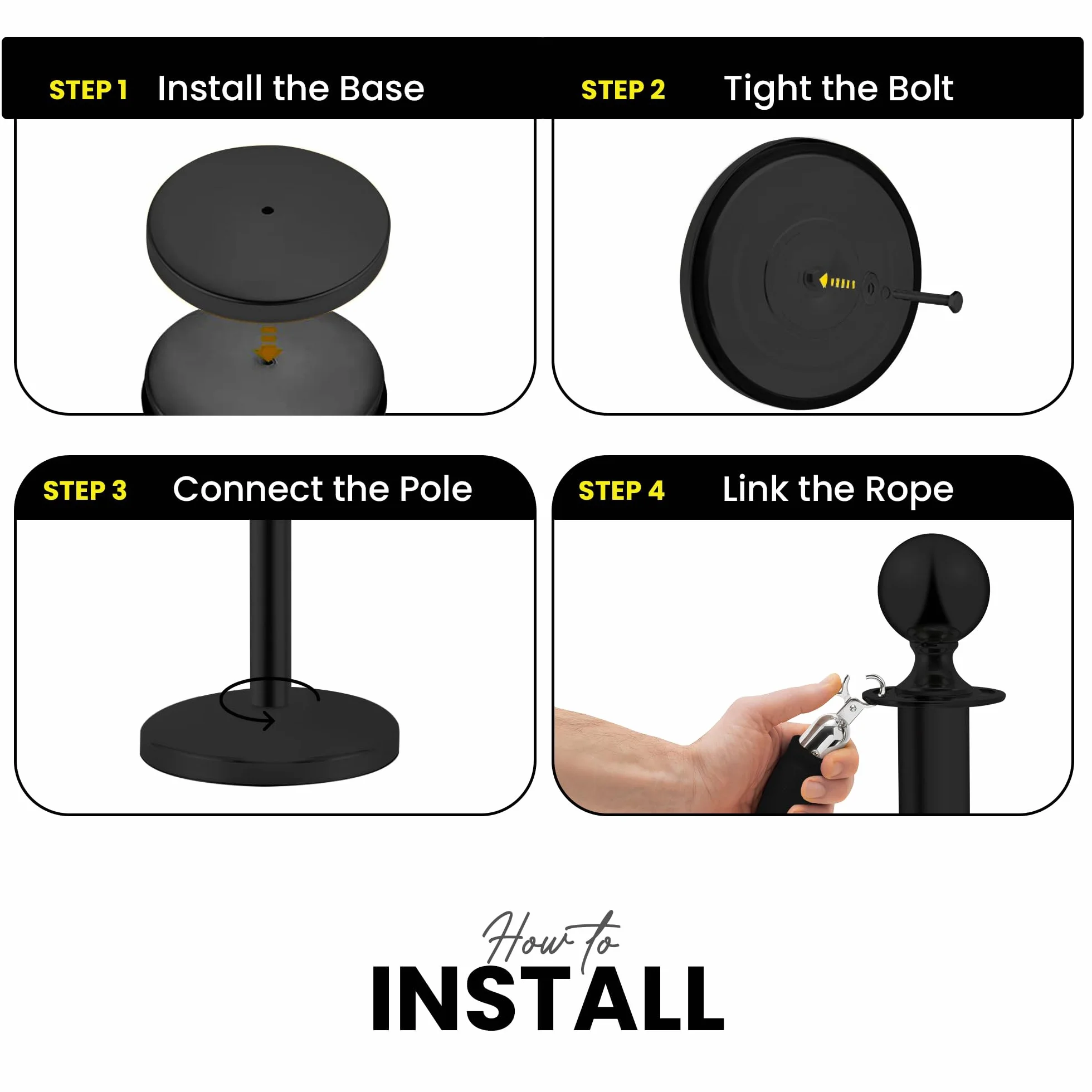 Postes Separadores de Acero Inoxidable Negro 90 cm 2 Piezas con Cuerda de Terciopelo 1,5 m Control de Multitudes