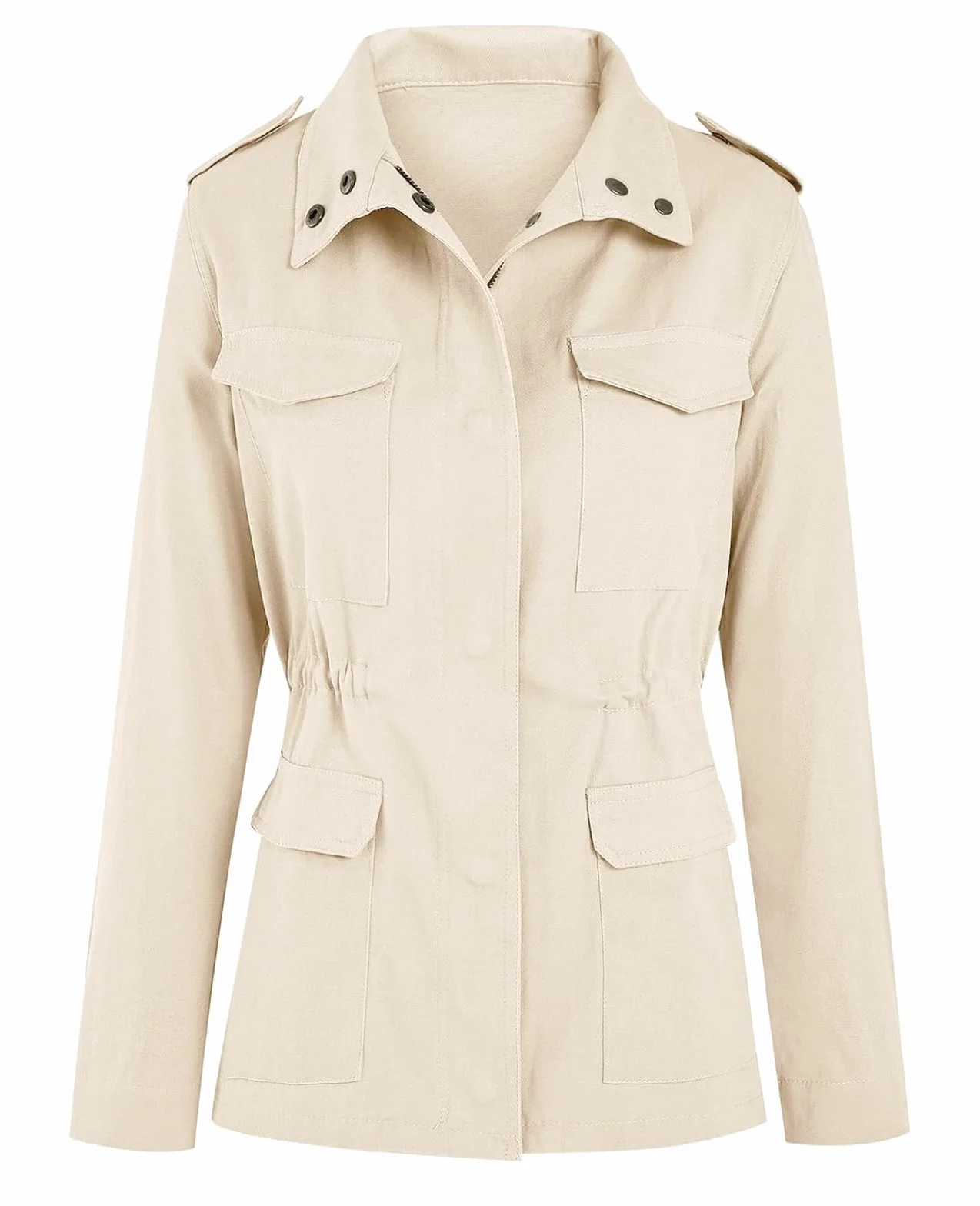 Imily Bela Chaqueta utilitaria para mujer, cuello alto, ligera, con múltiples bolsillos, otoño