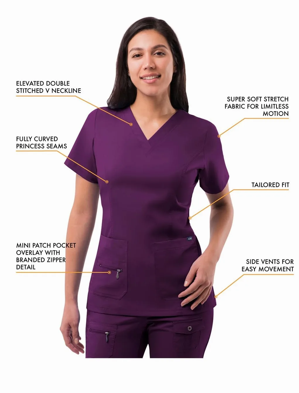 Adar Pro Prendas médicas para mujer Casaca médica cuello en V