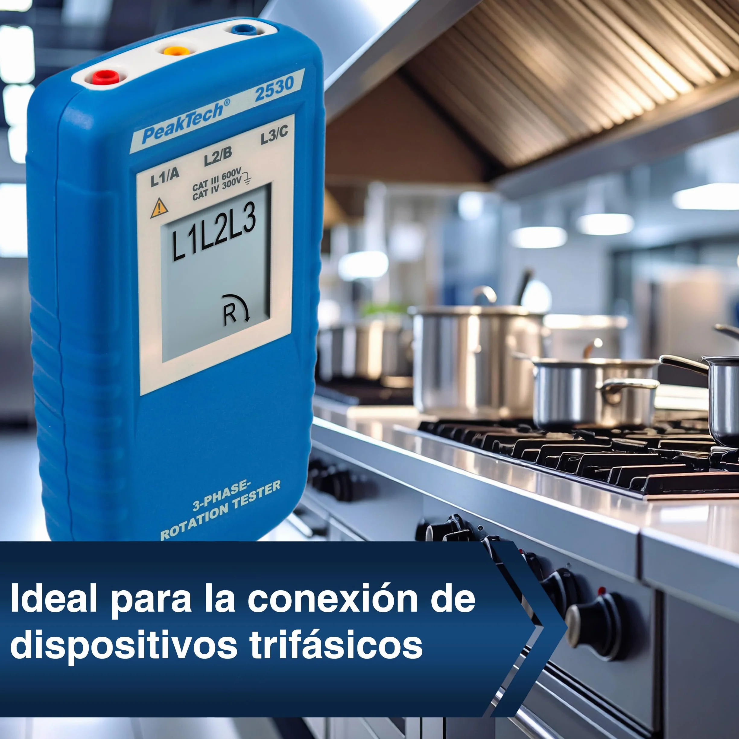 PeakTech 2530 Medidor de campo giratorio trifásico con pantalla LCD P 2530