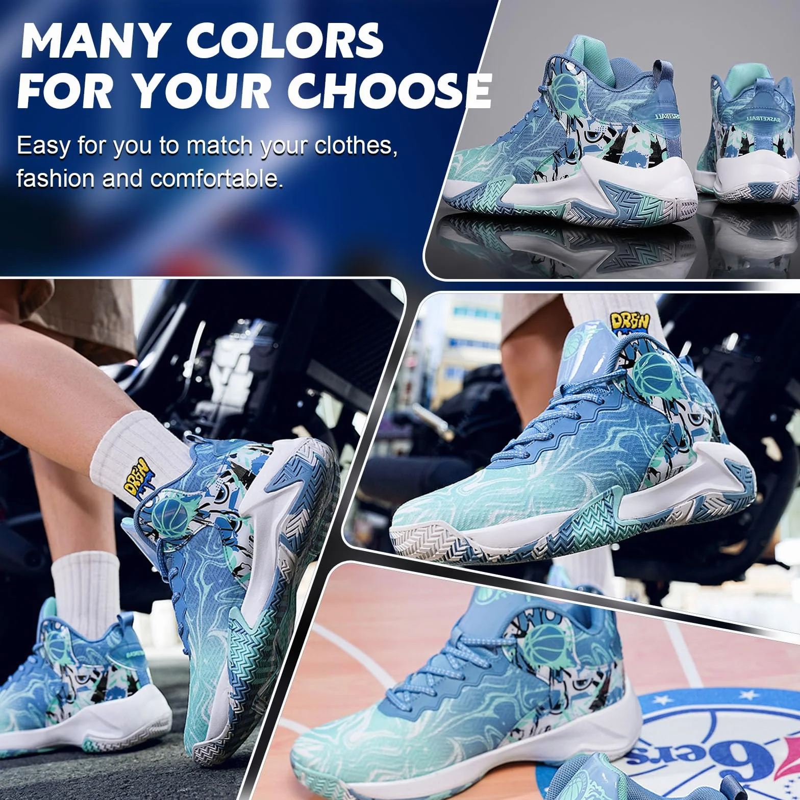 Zapatillas de Baloncesto para Hombre Zapatillas Deportivas cómodas de Malla para Caminar Zapatillas Ligeras de Moda para Correr al Aire Libre