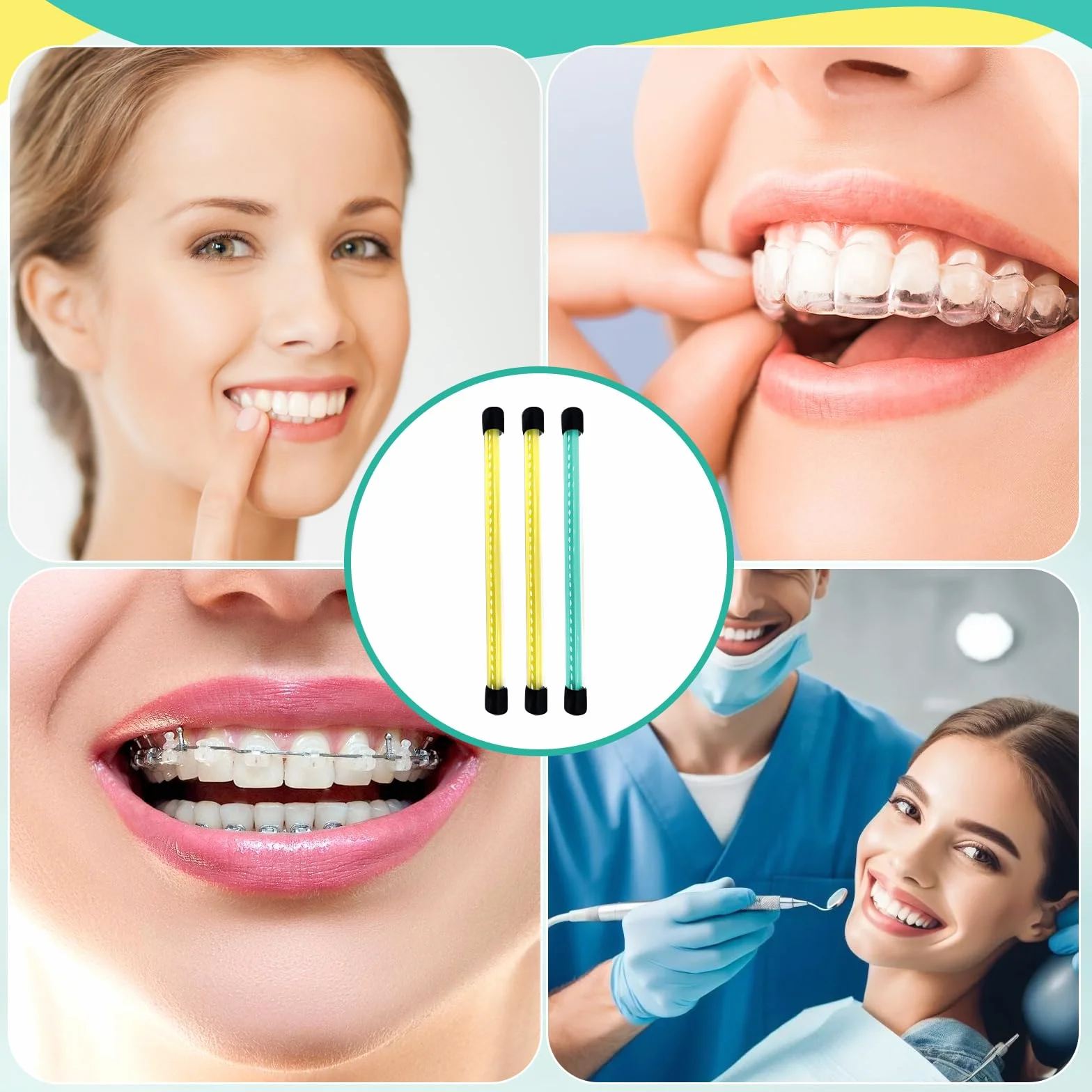 Tira de Pulido Dental Abrasivo, 75 Piezas Bandas para Lijado de Dientes, Limpieza Profunda y Pulido (Amarillo + Verde)