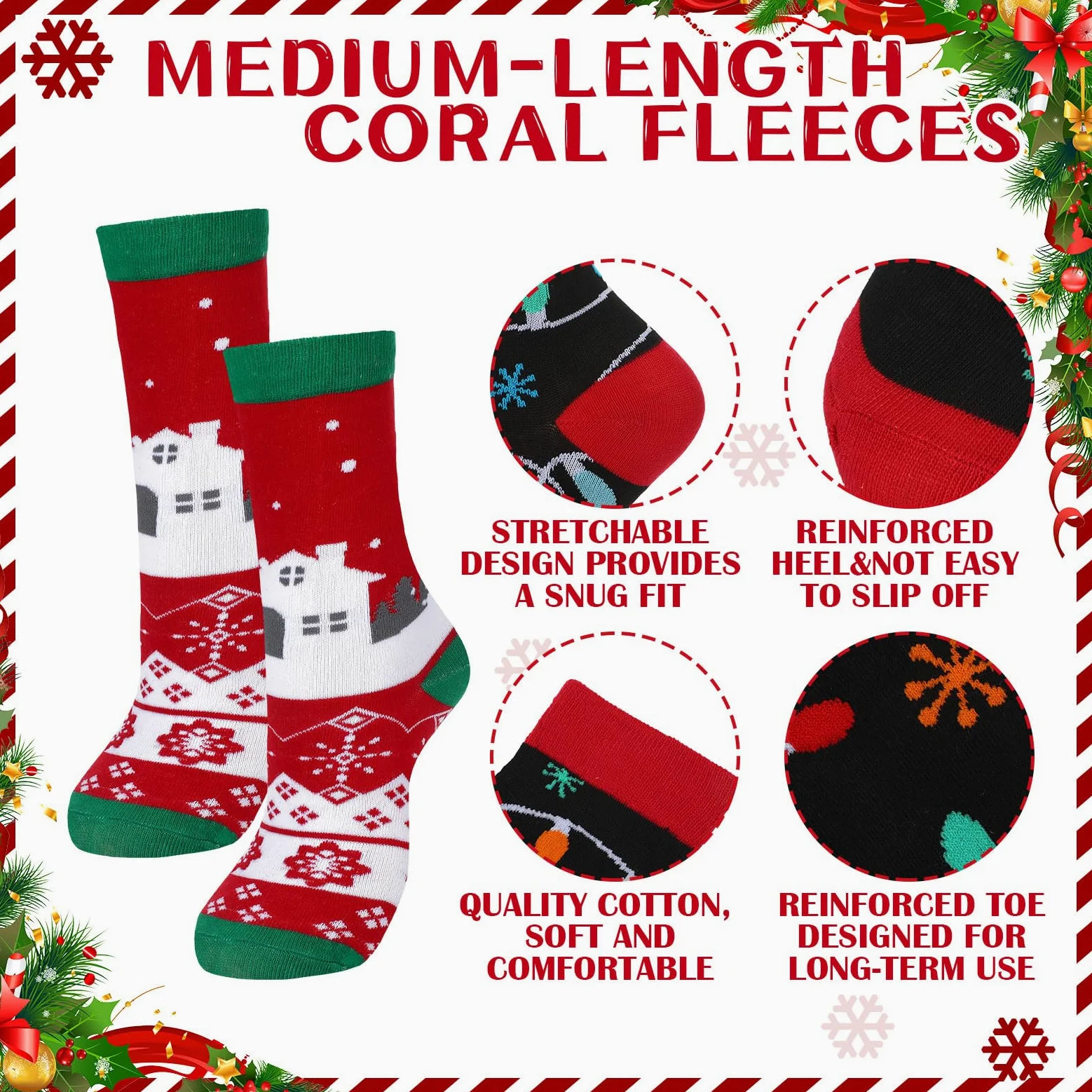 Jeyiour 36 calcetines de Navidad para mujer, calcetines de algodón de punto suave para hombre y mujer, novedosos calcetines de Navidad de algodón divertidos