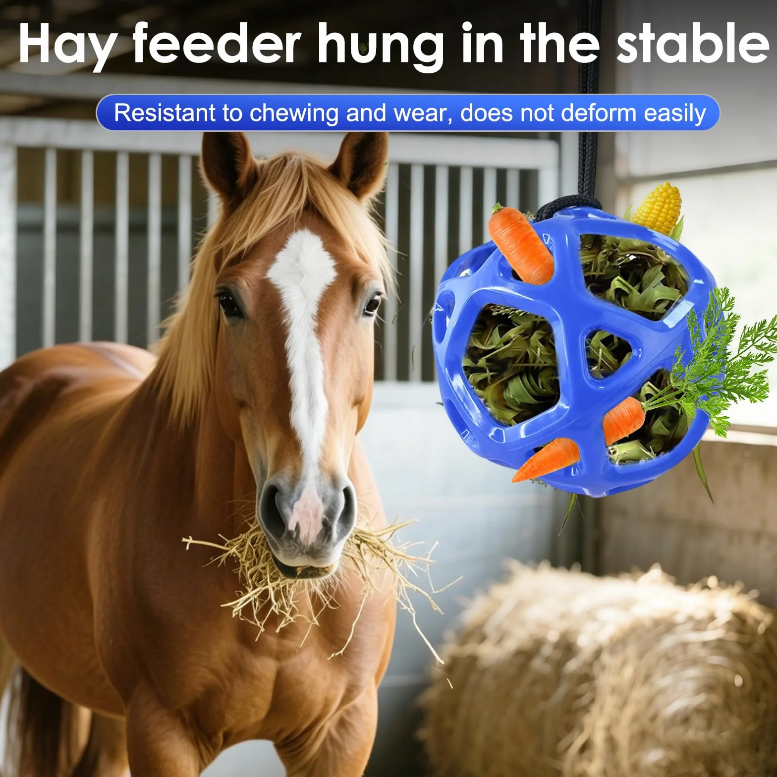 Pelota de juguete para caballos de 19 cm, rellenable con zanahorias, alivio del estrés