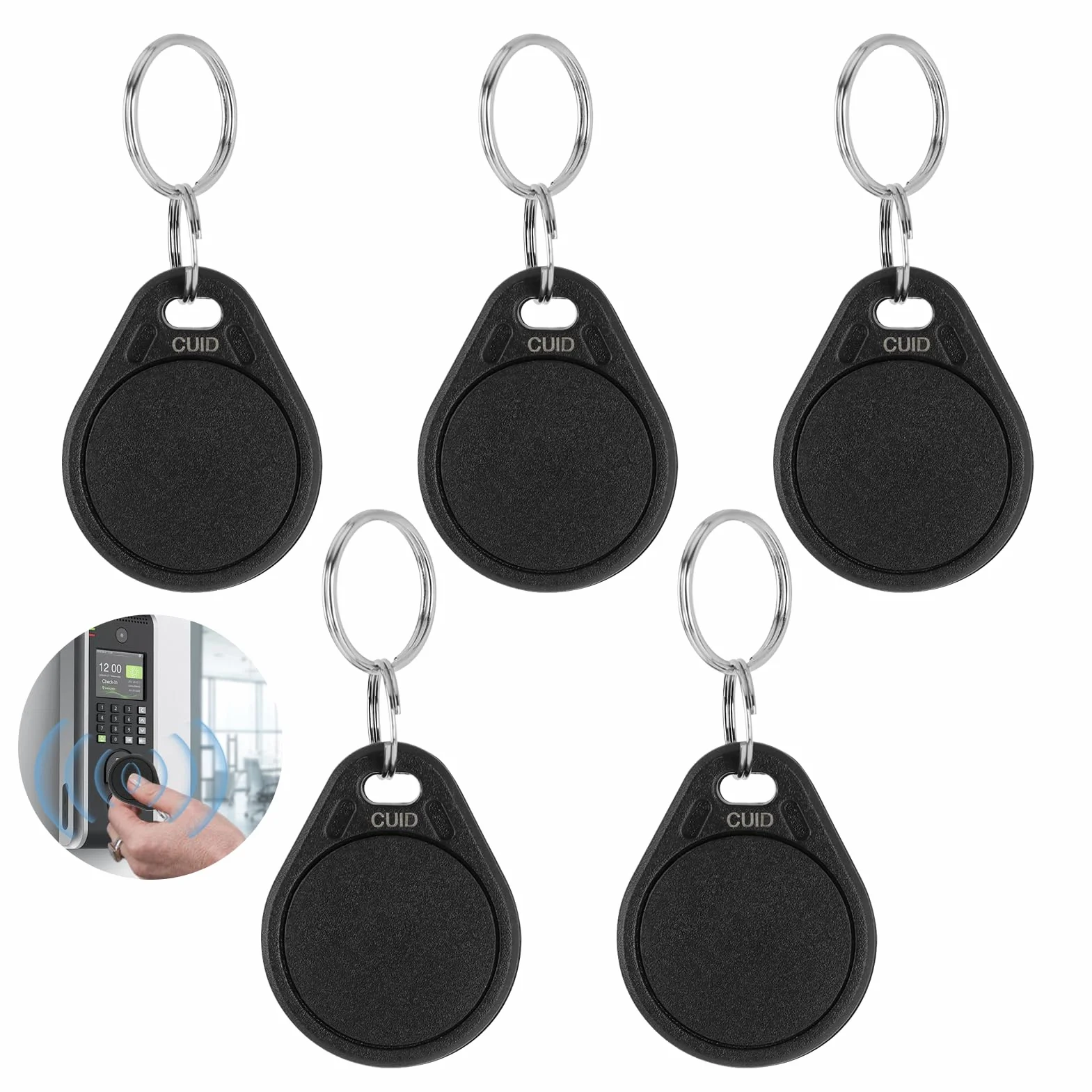 Llaveros RFID 13.56MHz CUID UID Modificable Tarjetas Transpondedor Control de Acceso Negro Paquete de 5