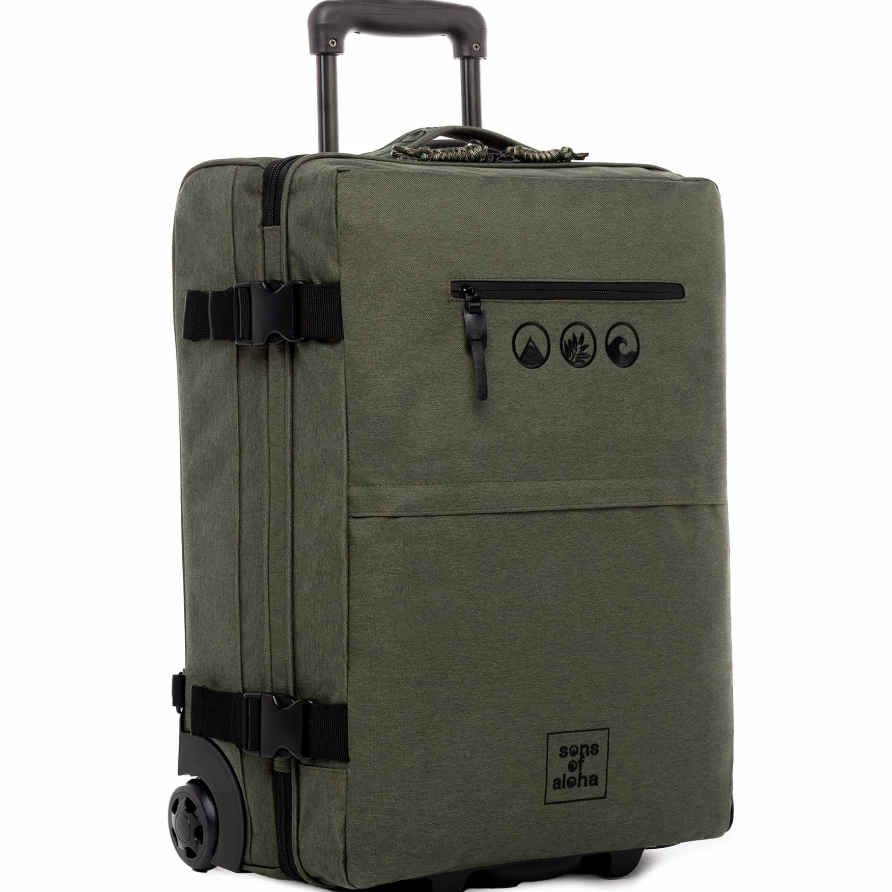 Mochila para mochileros con ruedas 3 en 1 – Maleta de mano Kane Hybrid Backpack-Boardgepäck con ruedas, 55 x 40 x 20 cm - impermeable reciclado PET, verde oliva, small, Carrito para tabla