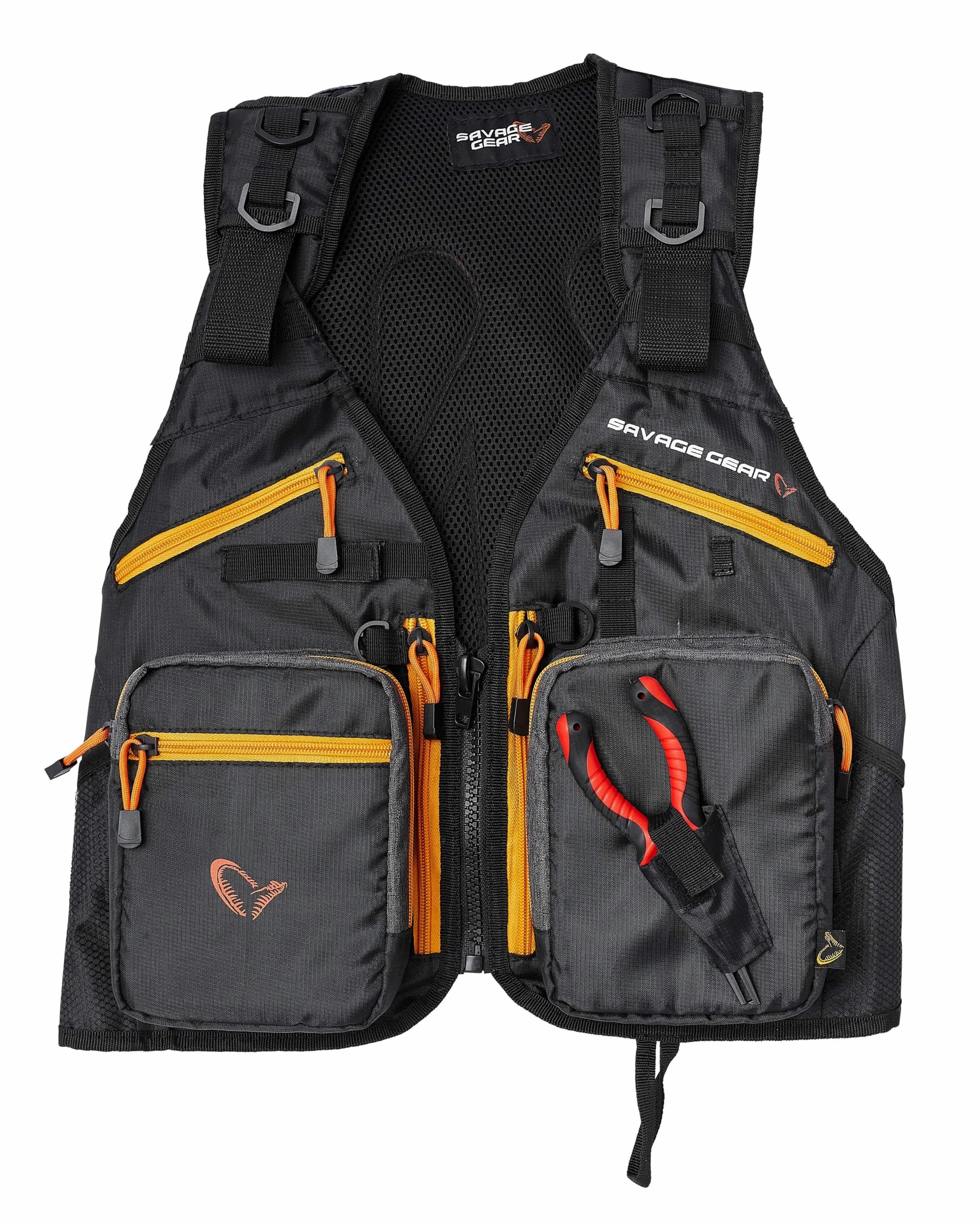 Savage Gear Pro-Tact Spinning Fishing Vest - Chaleco de Pesca Táctico Impermeable con Fundas para Señuelos y Alicates de Acero al Carbono | Ajuste Ajustable, Múltiples Bolsillos, Talla Única