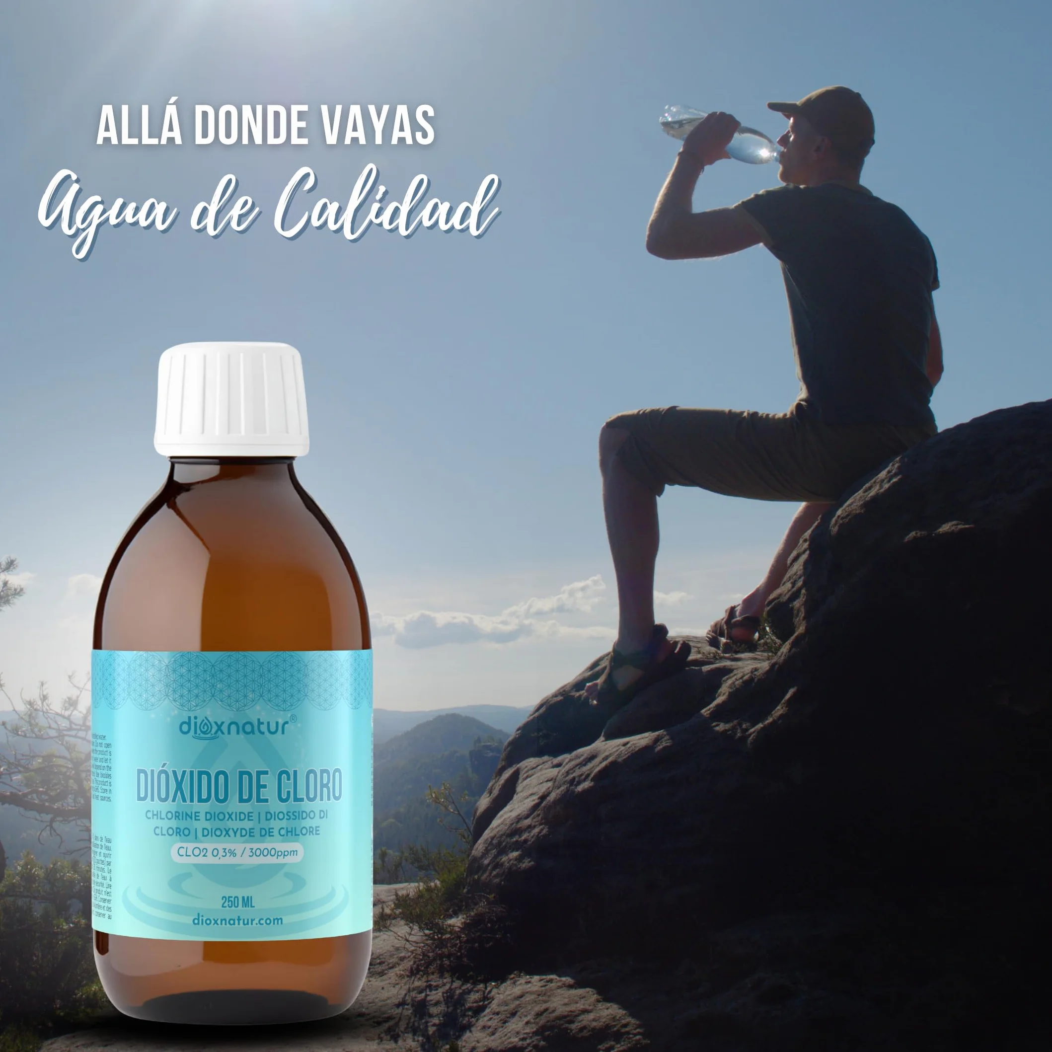 Dióxido de Cloro 3000 ppm 250 ml CDS Fabricado en España Botella de Vidrio