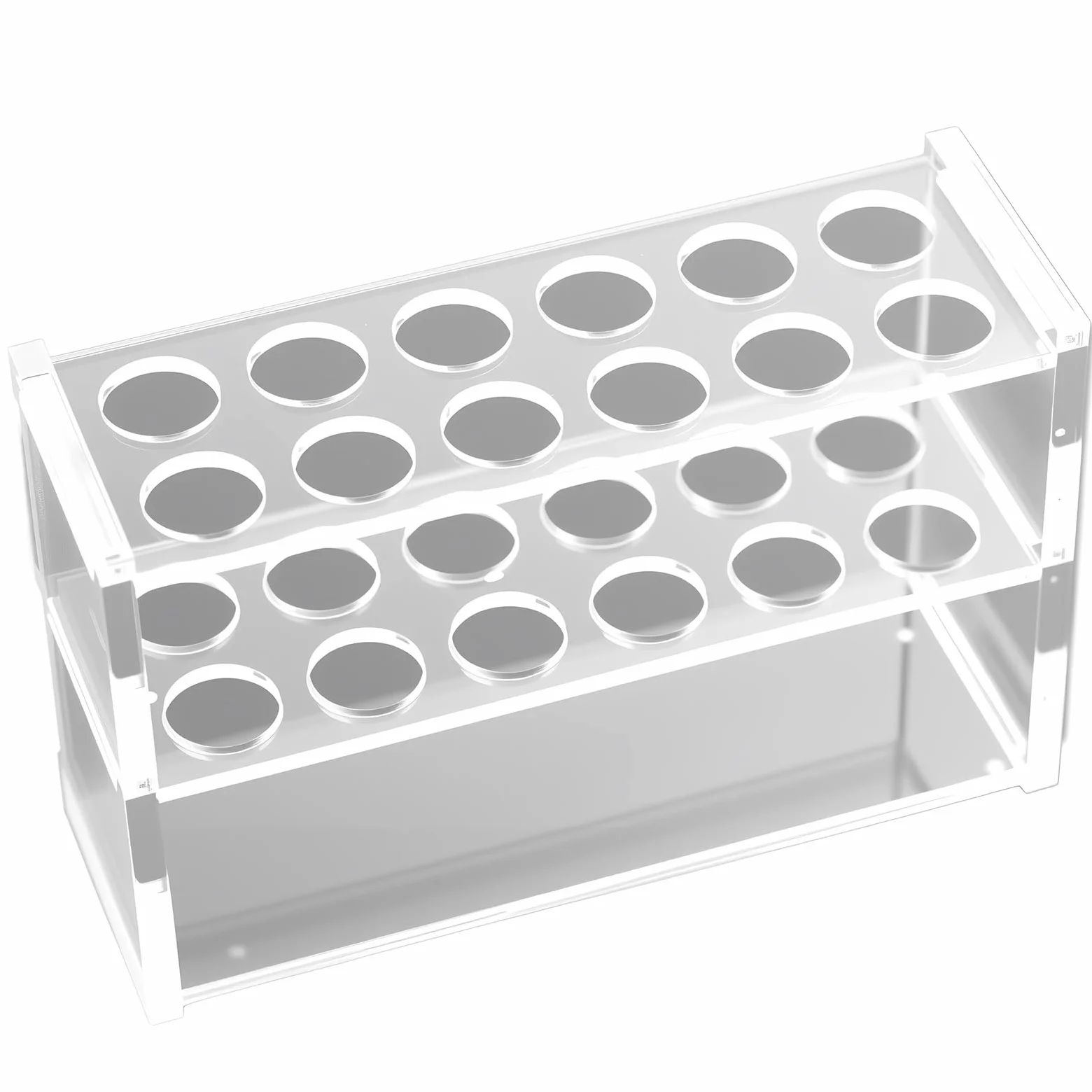 Zócalos de acrílico transparente para tubos de ensayo de 10 ml - 12 unidades