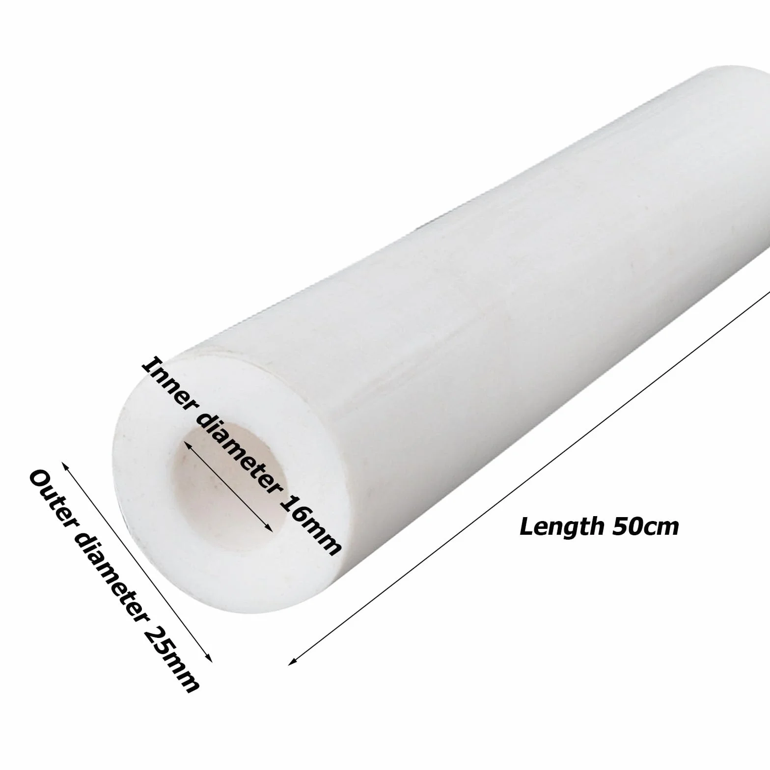 POM Tubos de Plástico Técnico, Pack de 2 Barras Huecas de 500mm, Acetal de Alta Resistencia para Torno, 25mm x 16mm