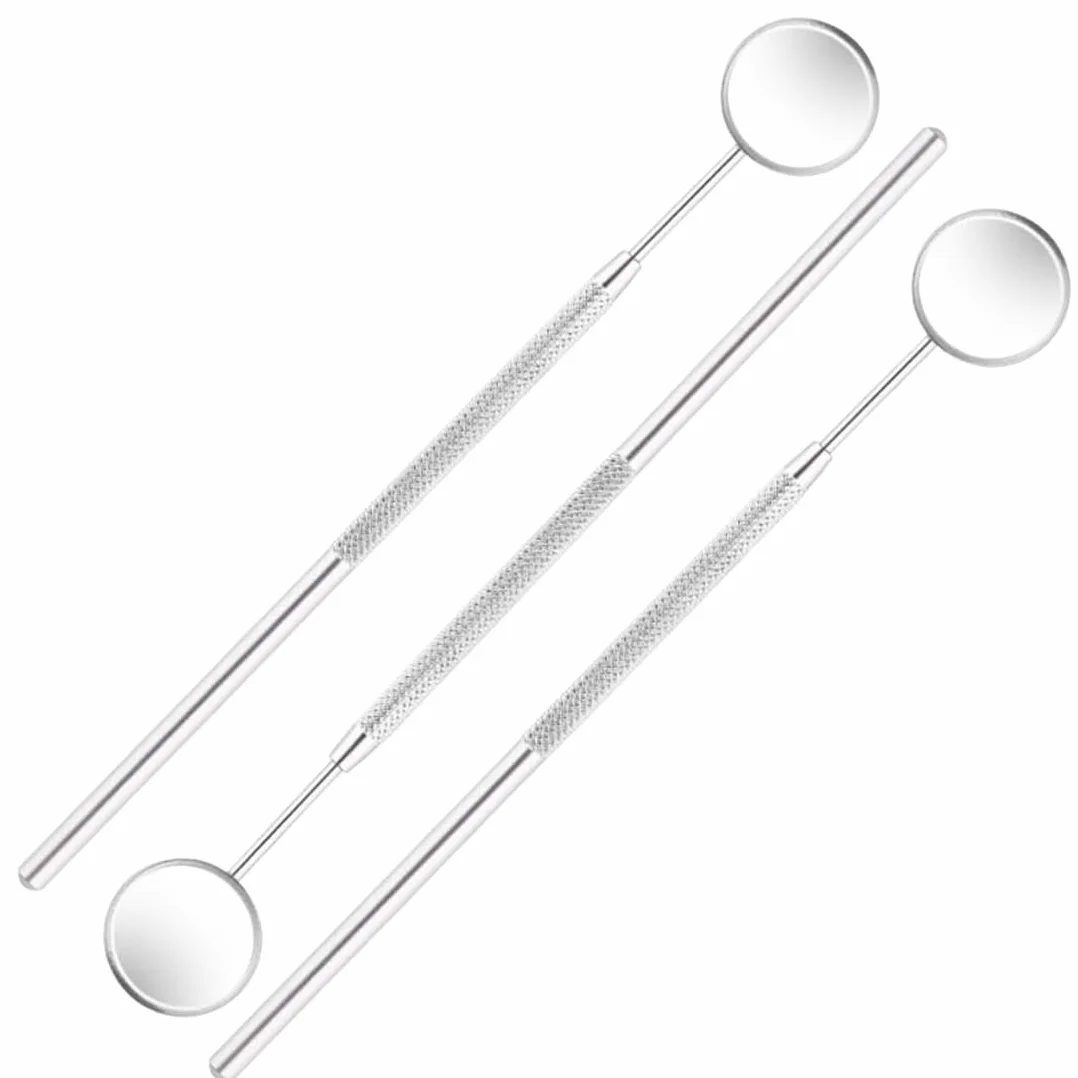 Espejos Dentales de Acero Inoxidable 16cm, Espejos de Inspección Bucal con Mango Antideslizante, Cabezales Desmontables