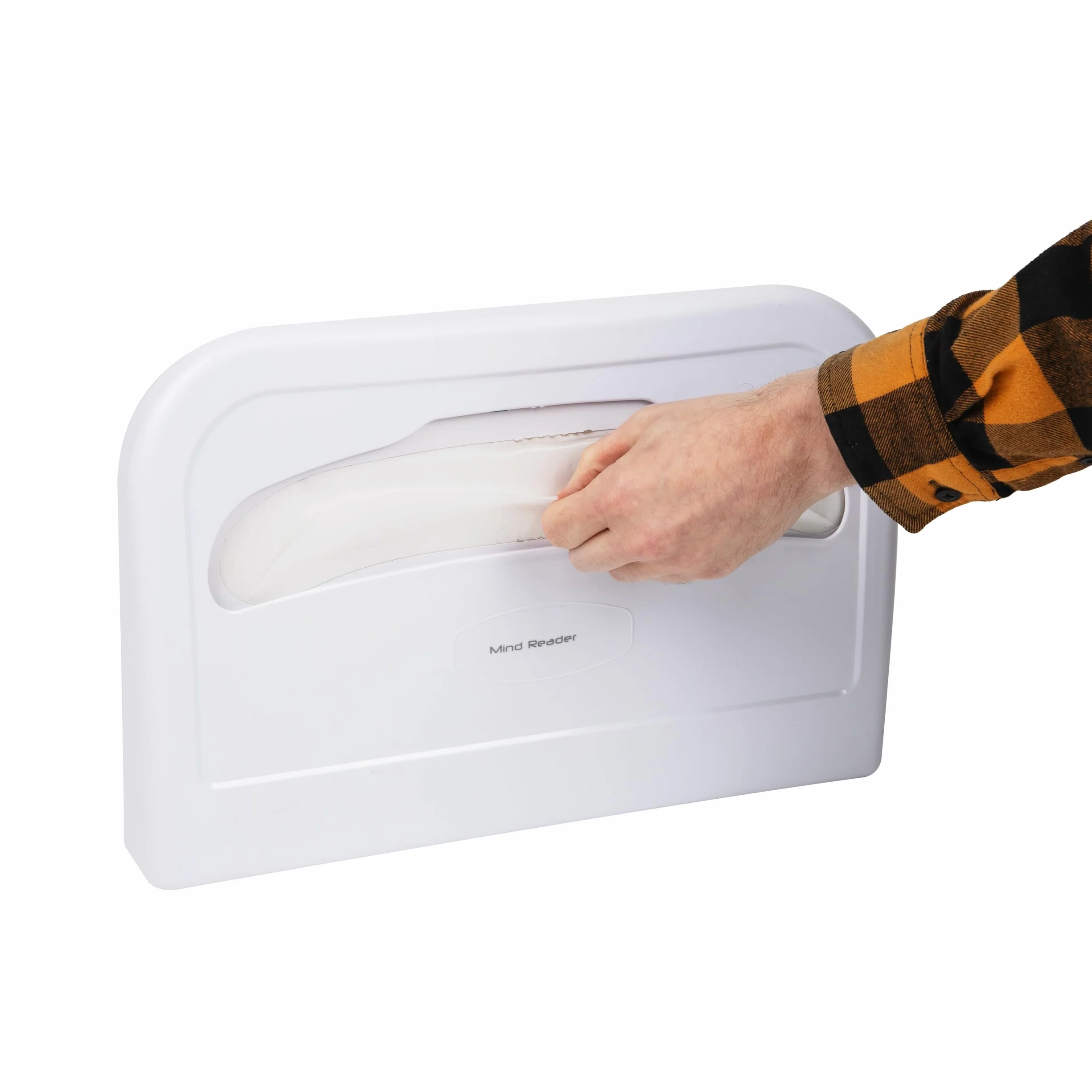 Mind Reader Dispensador de Fundas de Inodoro, Protectores de Asiento de Papel Desechables, Almacenamiento Colgante para Baño, Acrílico Resistente
