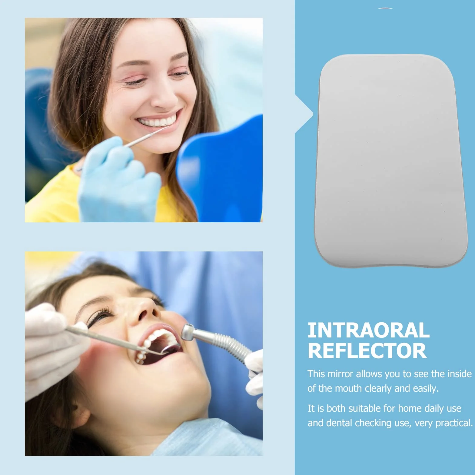 Healifty Reflector Dental De Doble Cara Para Fotografía Intraoral 4.64x2.55x0.19in