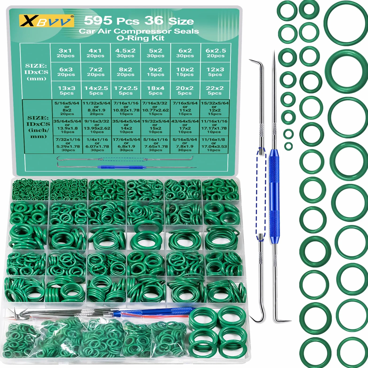 595 piezas kit de juntas tóricas para aire acondicionado automoción A/C