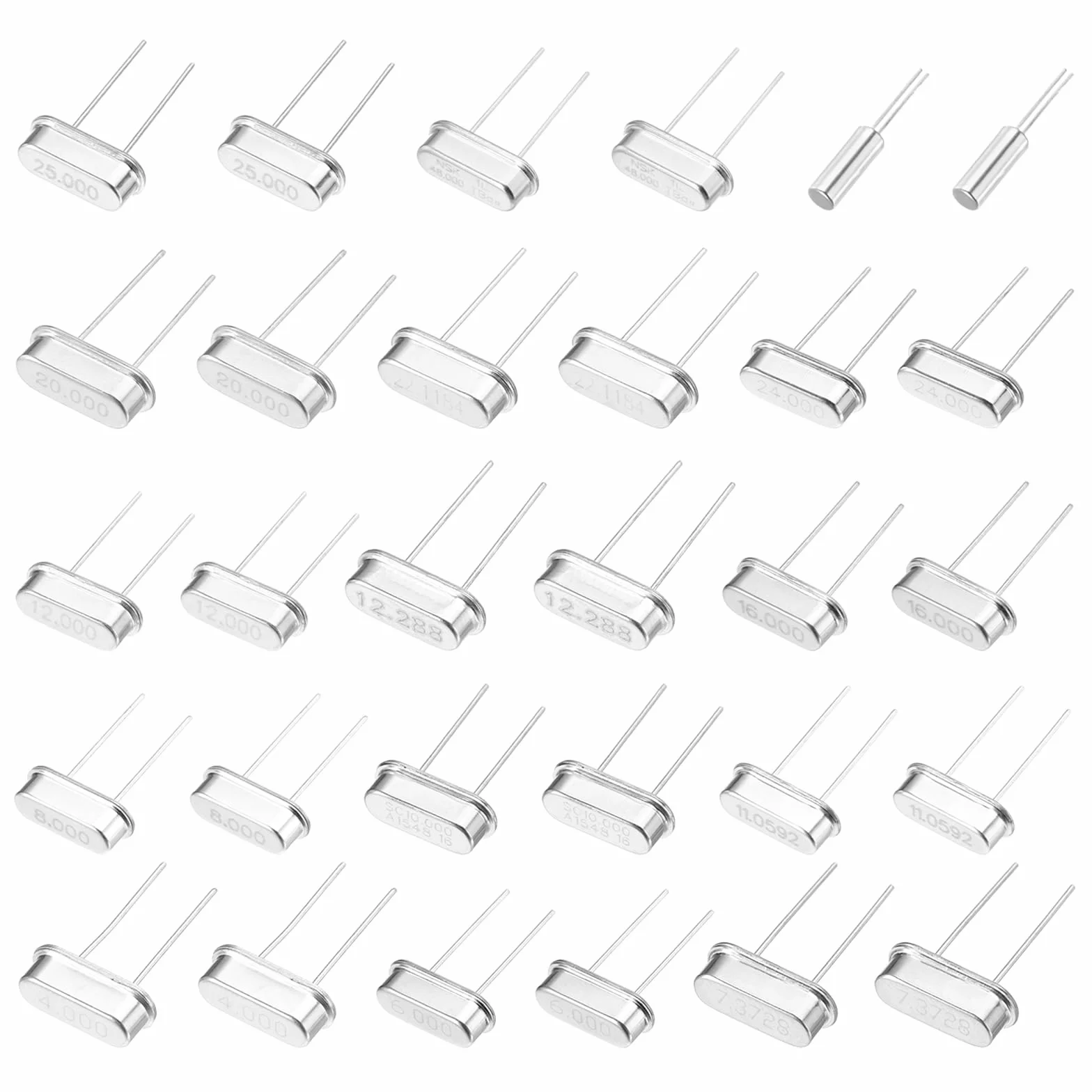 QUARKZMAN 30 Piezas Kit Asortamiento Osciladores Cristal Cuarzo DIP 2 Pines 4MHz-40MHz
