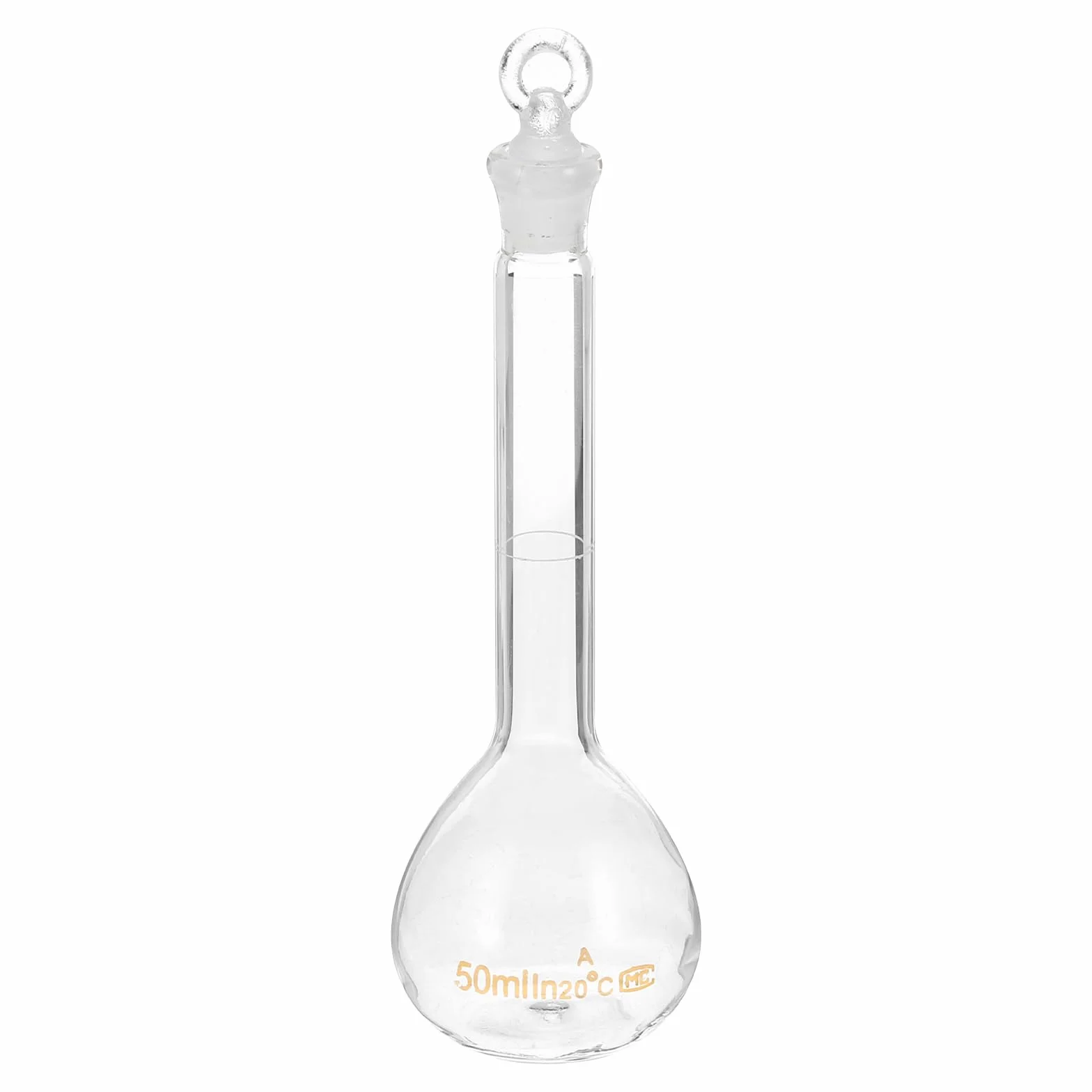 Matraz Volumétrico de 50 ml, Vidrio Borosilicato 3.3 con Tapón de Vidrio, para Laboratorio