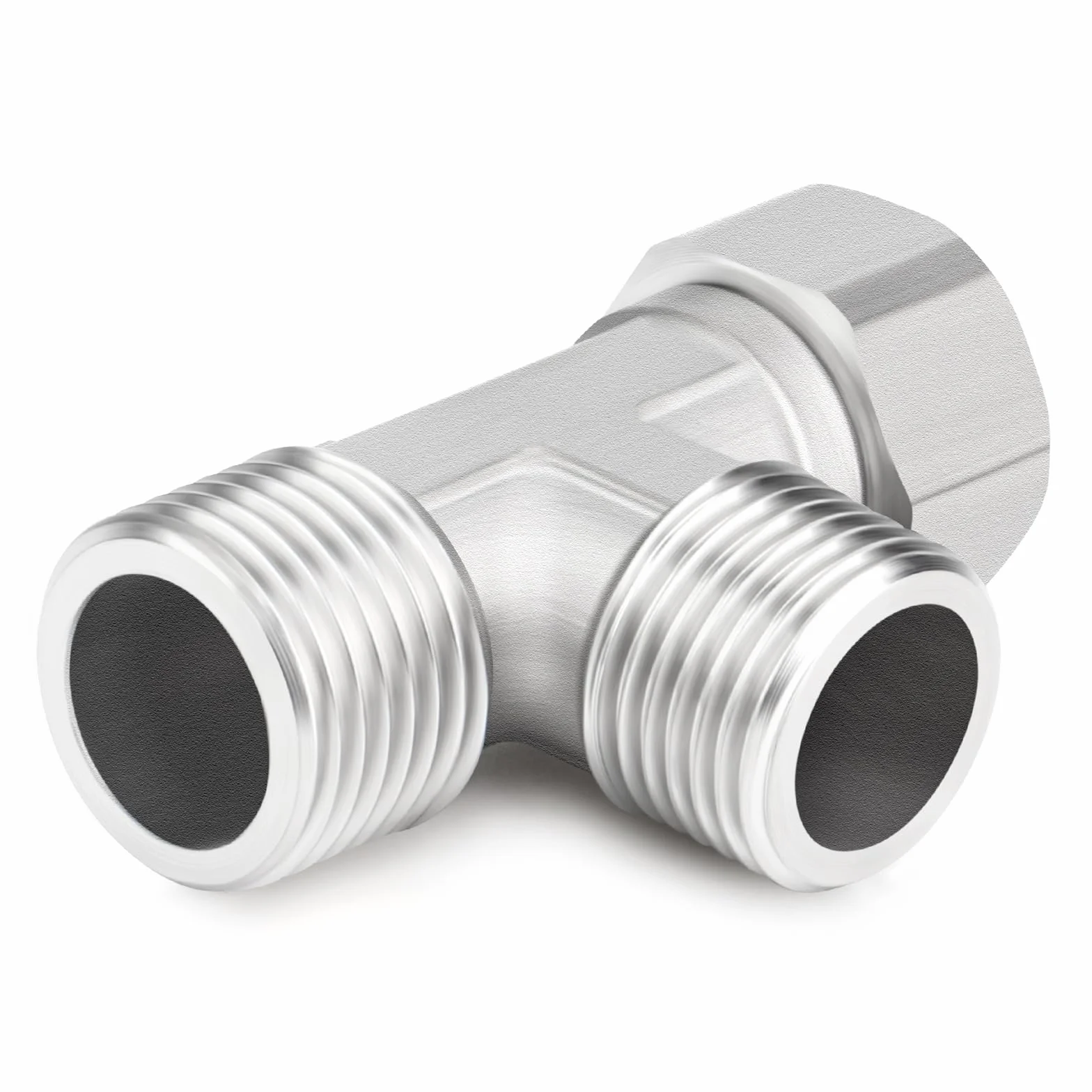 Conector en T flexible 3 vías acero inoxidable 304 1/2" macho BSP tuerca de unión para rociador