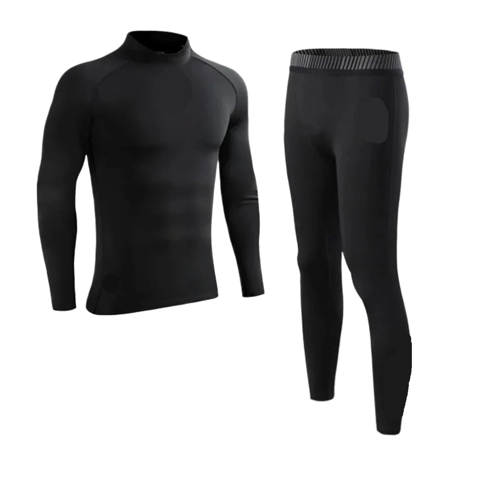 Conjuntos Térmicos Para Hombre Traje deportivo de invierno for hombre, ropa interior térmica de esquí de secado rápido, conjunto de compresión, mallas térmicas de felpa cálidas, color negro Para El Ru