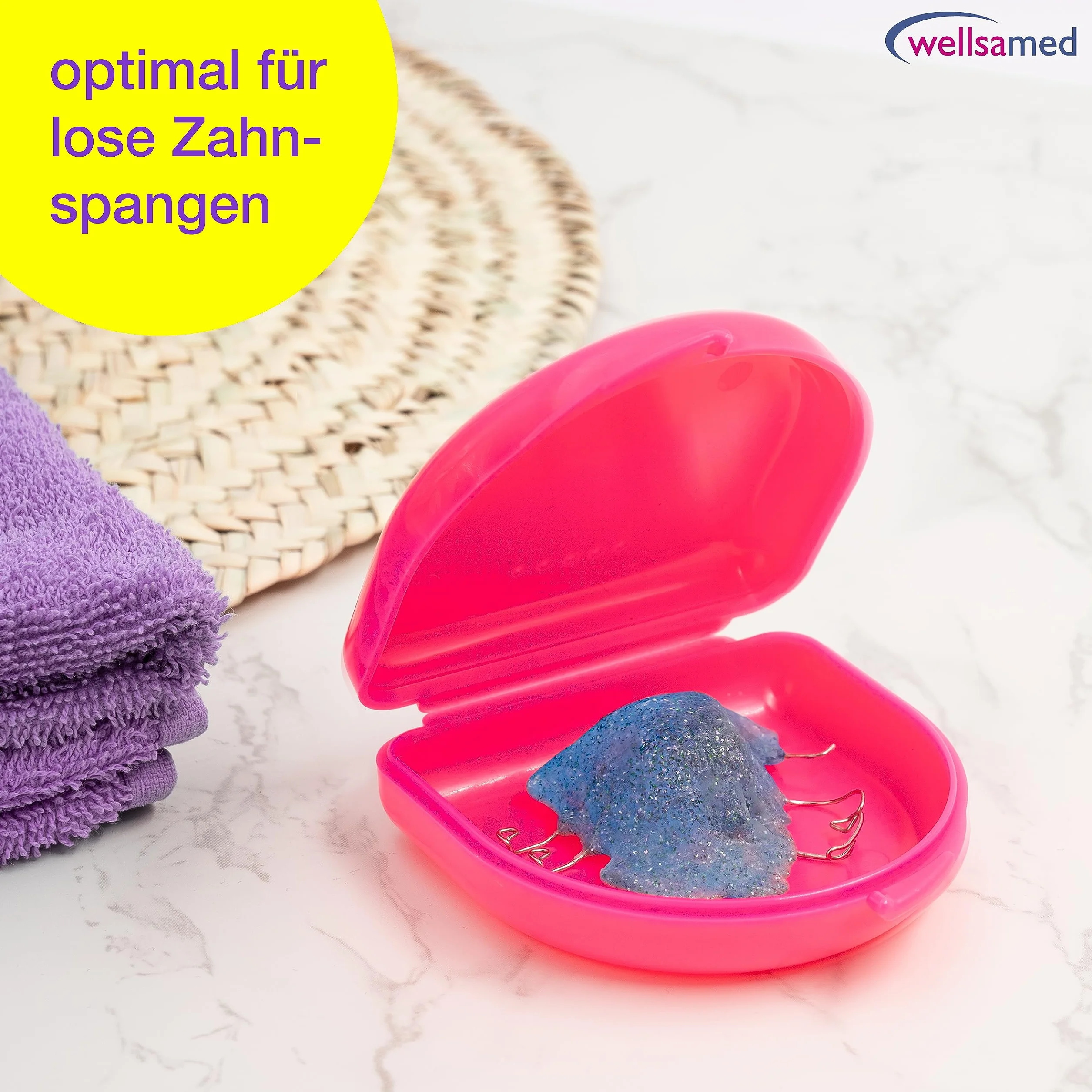Wellsamed KFO Classic Caja para guardar aparatos ortopédicos o guías dentales rosa