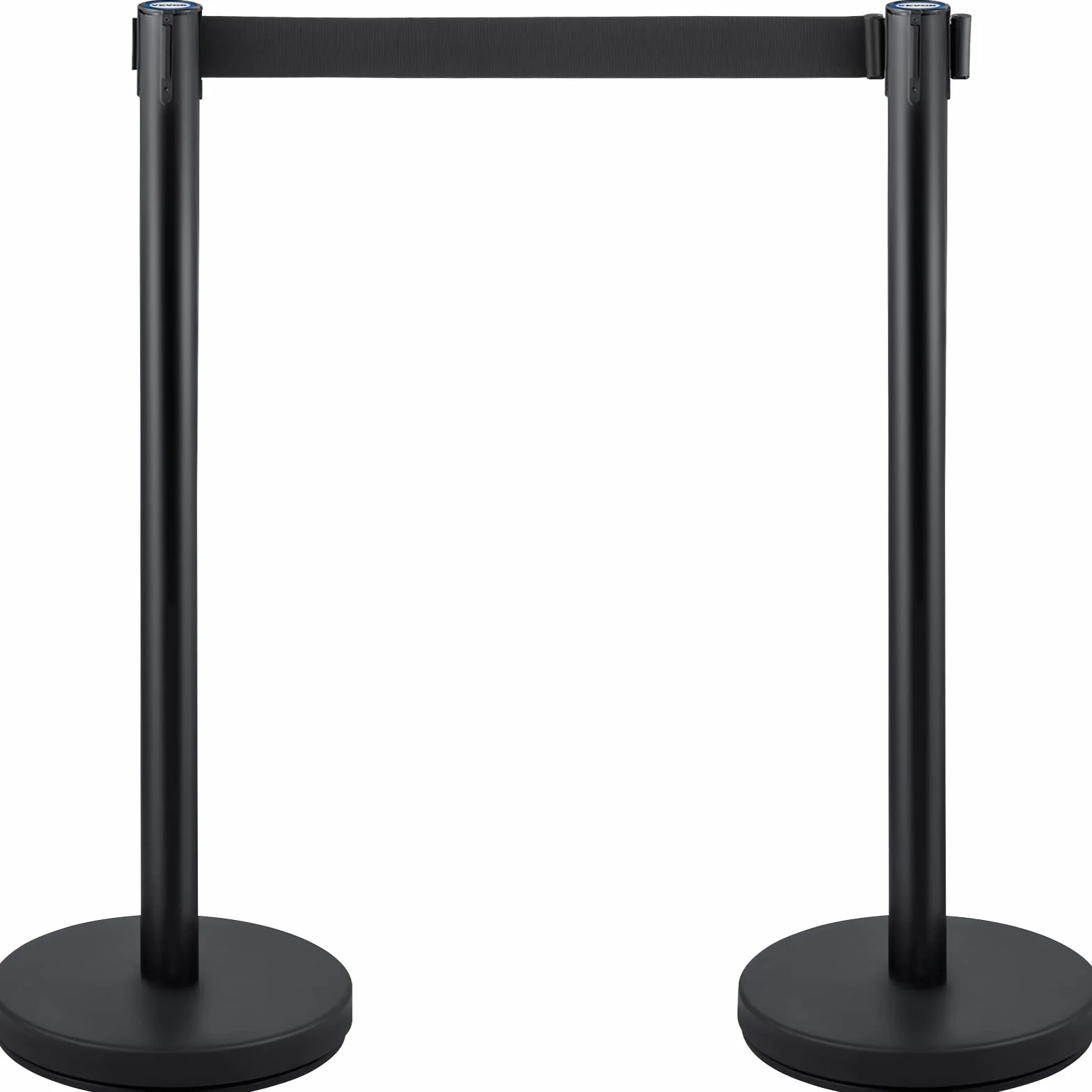 VEVOR Postes Separadores 4 piezas 90 cm Negros Poste Separador con Cinta Extensible 2 m Conexión 4 Vías 22 kg Postes de Barrera Control Multitudes Retráctiles Base Estable