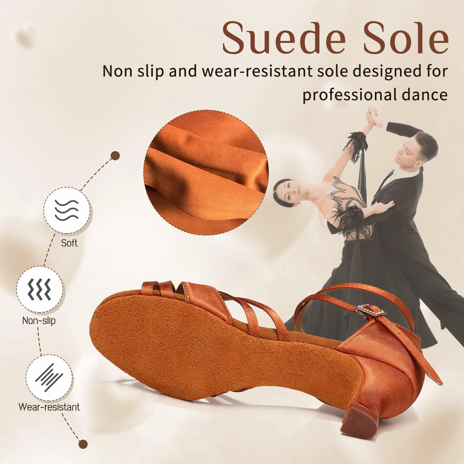 Zapatos de Baile Latino Mujer Satén Tacón 5cm Modelo-811