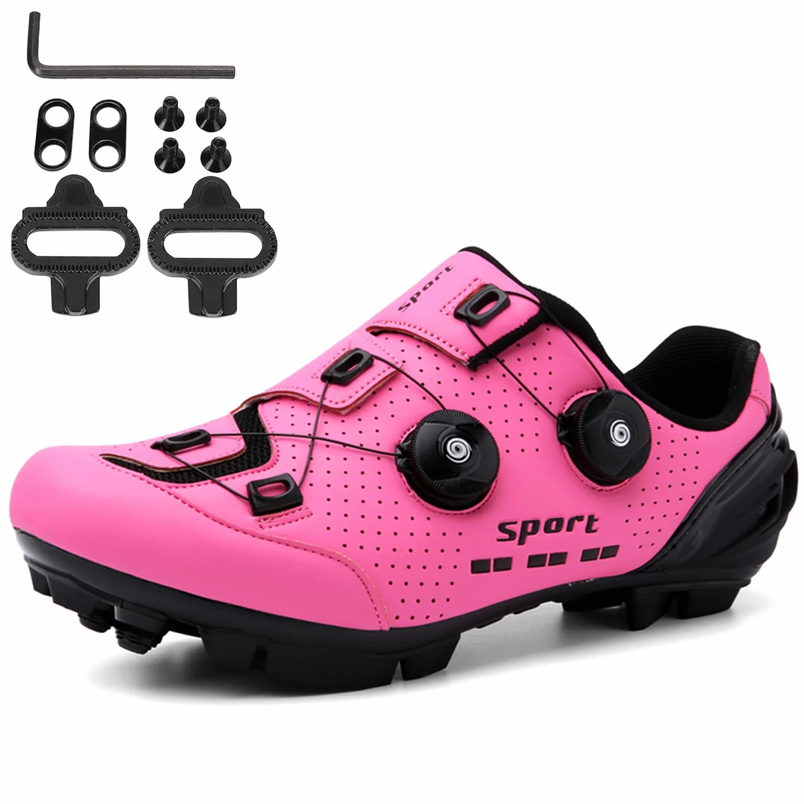 NGARY Zapatilla de Ciclismo MTB Mujer, Zapatos Bicicleta Montaña Compatibles con SPD Pedales de 2 Tornillos con Calas Zapatos De Senderismo para Mujer Exterior