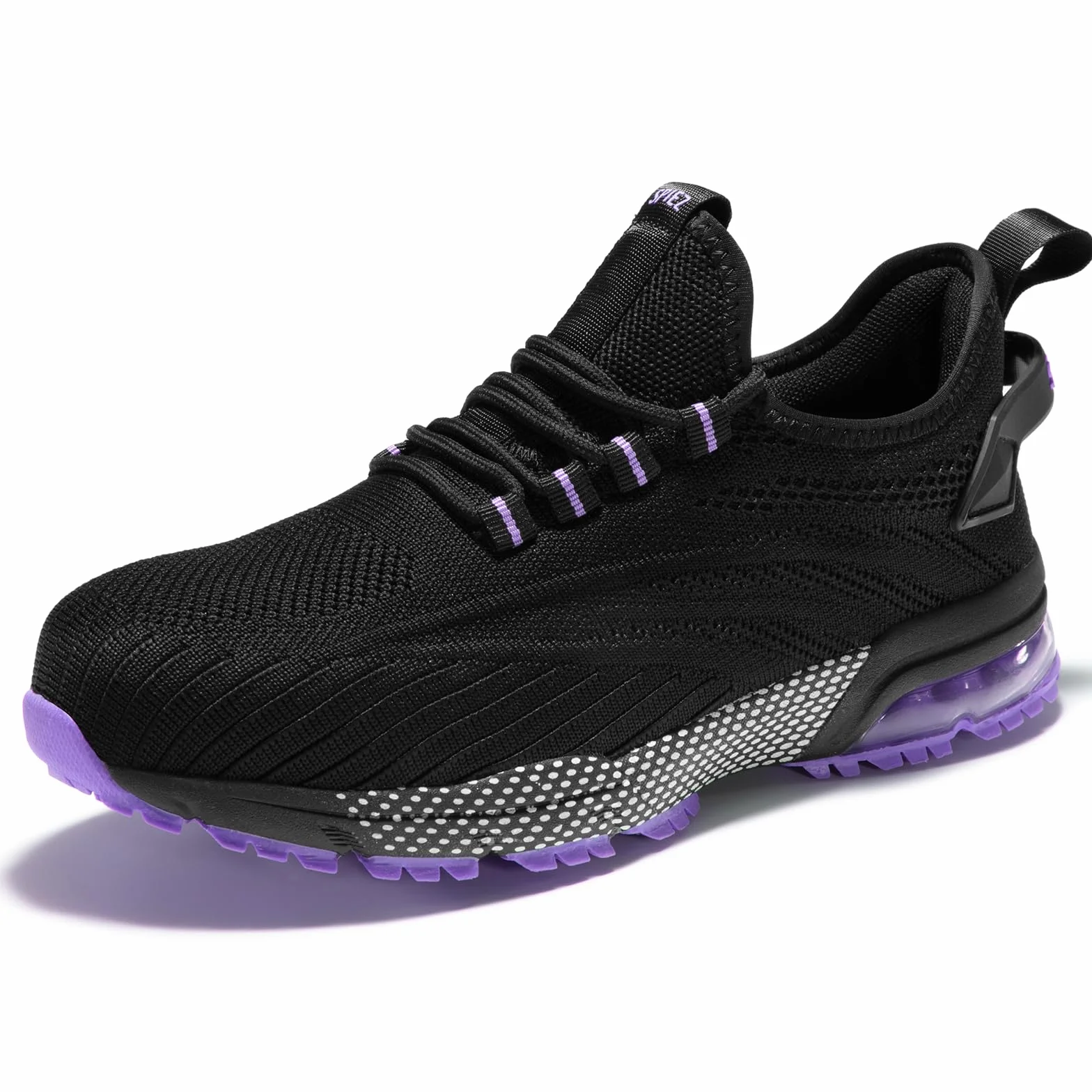 SPIEZ Zapatillas de Seguridad Mujer, Zapatos de Seguridad con Puntera Composite y Amortiguación de Aire, Diseño Ligero para Trabajo, Negro Rosa/Morado, EU 35–41