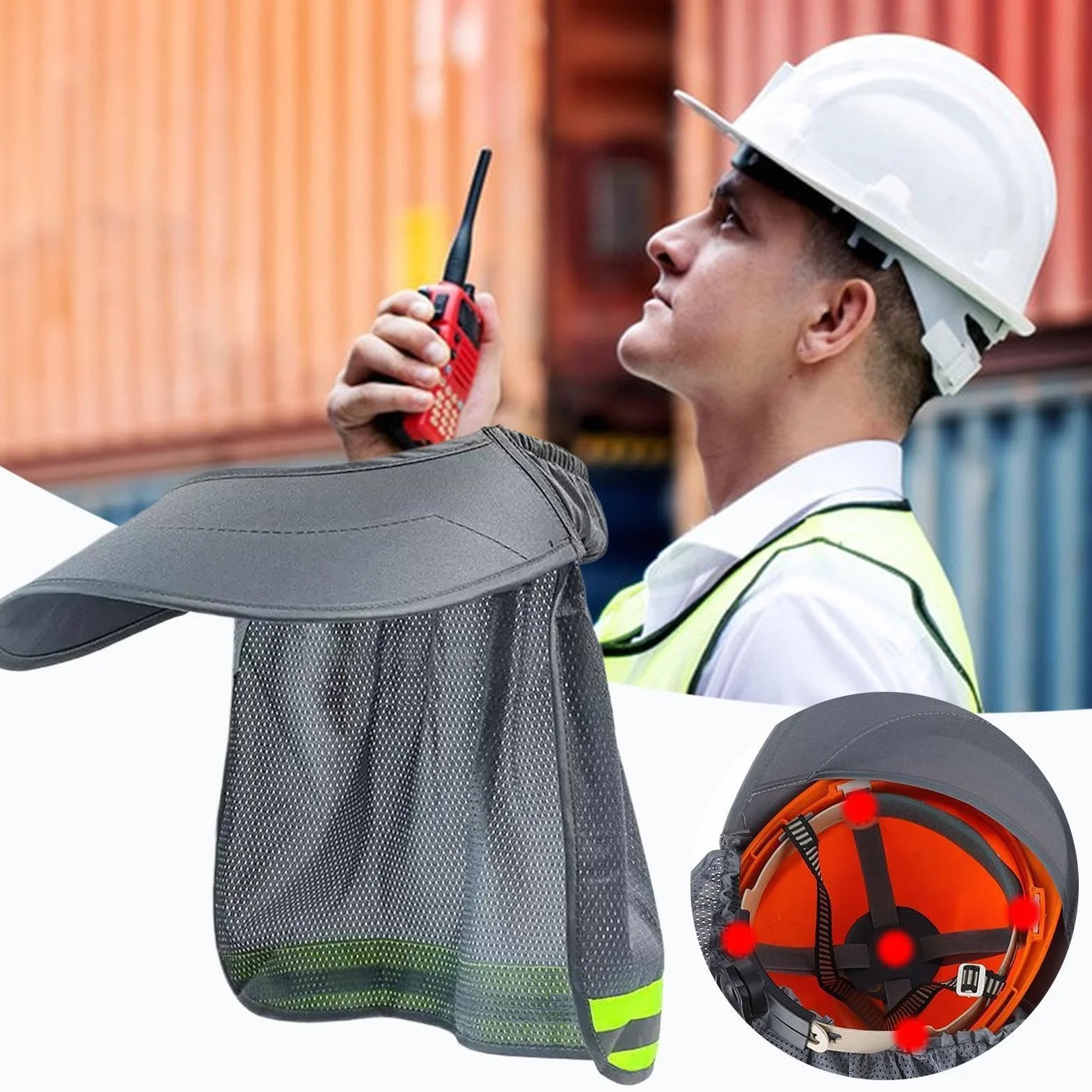 Sombrilla para cascos de protección con tira reflectante accesorio de seguridad
