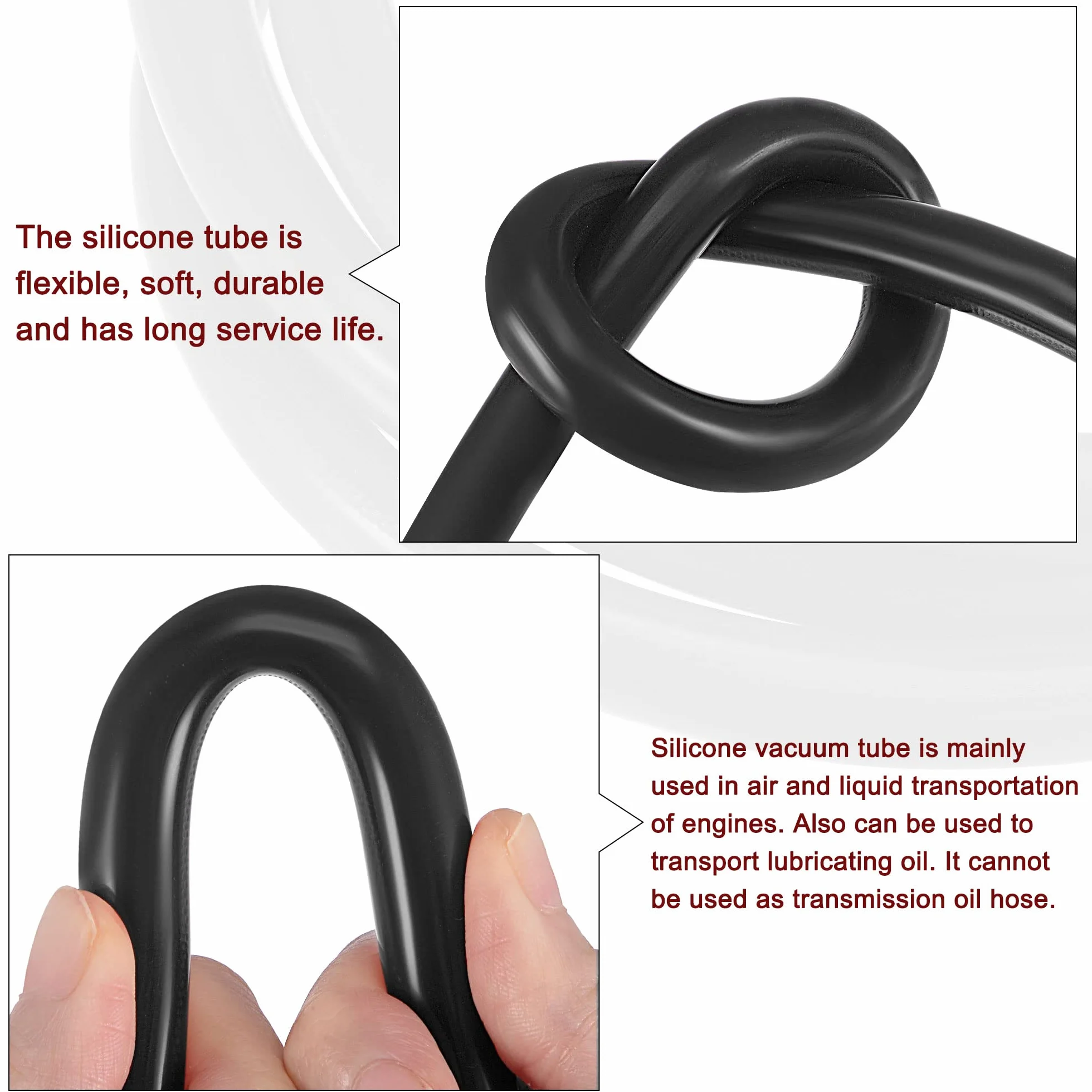 sourcing map Vacío Silicona Tubo 4mm ID 10mm OD 3mm Pared Grosor Manguera Motor 1,5M Negro