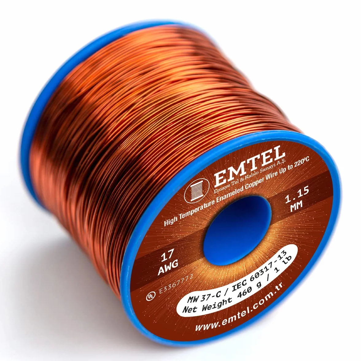 Emtel Alambre de cobre esmaltado 1.15 mm 500 gr 53 m 220°C