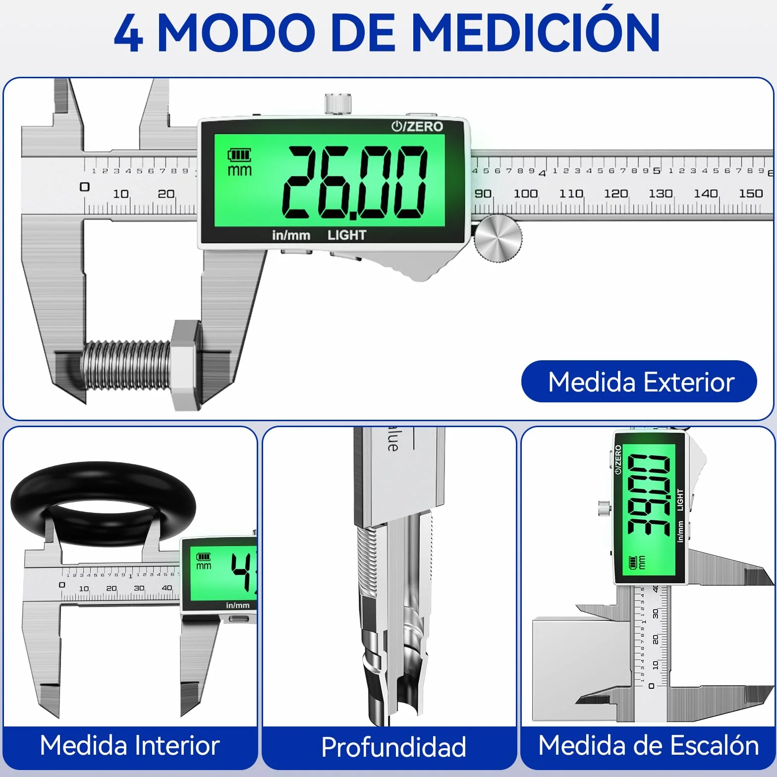 Preciva Calibre Digital 150mm Pie de Rey Acero Inoxidable Pantalla LCD Retroiluminada mm/in