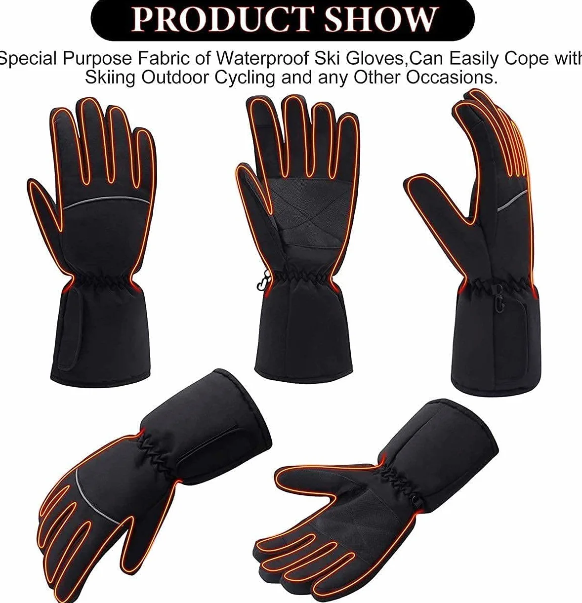 Guantes térmicos Guantes de Invierno para Hombres y Mujeres, 3 Niveles de Calentamiento Pantalla táctil Guantes térmicos Impermeables para Esquiar Snowboard Pesca