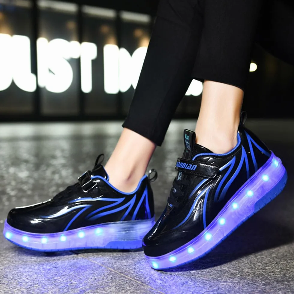 ENEN Zapatillas con Ruedas LED Recargables USB para Niños Patinaje 28-41 EU