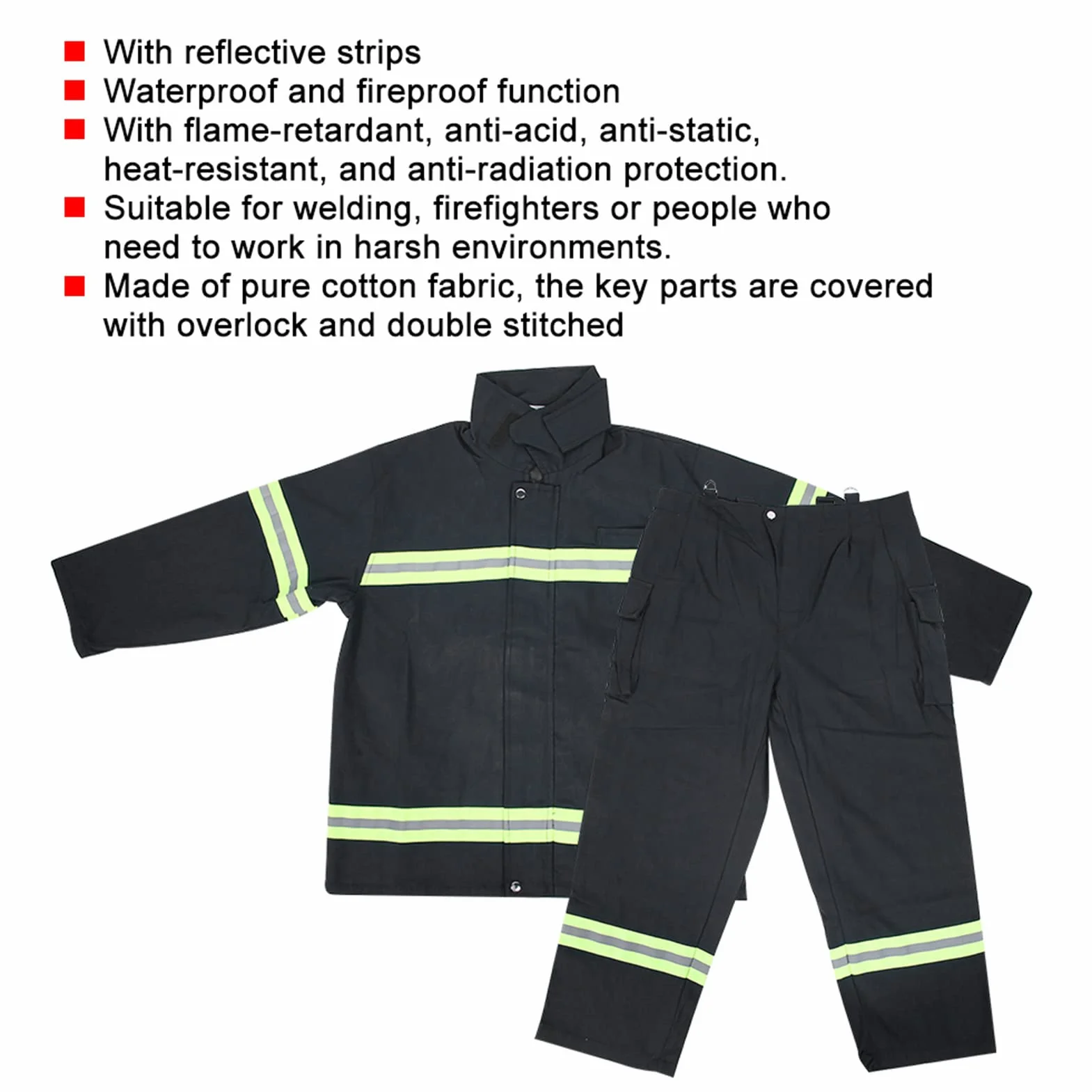 KIMISS Ropa Ignífuga Bomberos Prueba de Calor Protección Gsm Abridor Puerta Interruptor Relé Ignífugo Abrigo Reflectante Pantalones XL