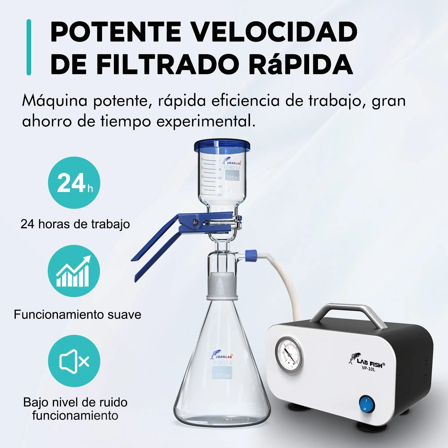 LAB FISH VP-10L Bomba de Vacío Portátil sin Aceite, 10L/min 0,075Mpa Laboratorio